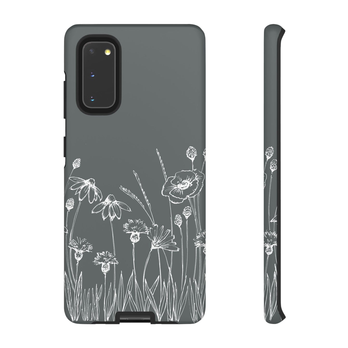 Doodle Flower Phone Case Gray