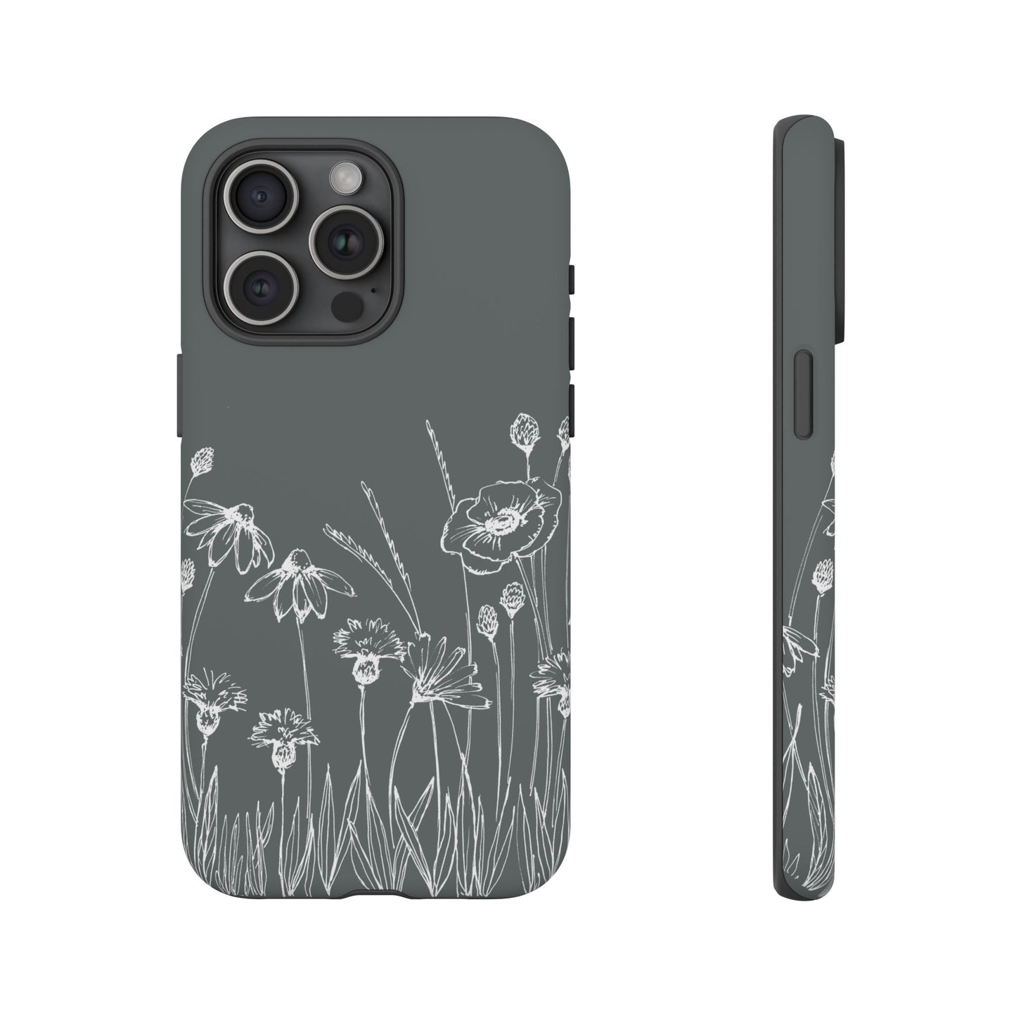 Doodle Flower Phone Case Gray