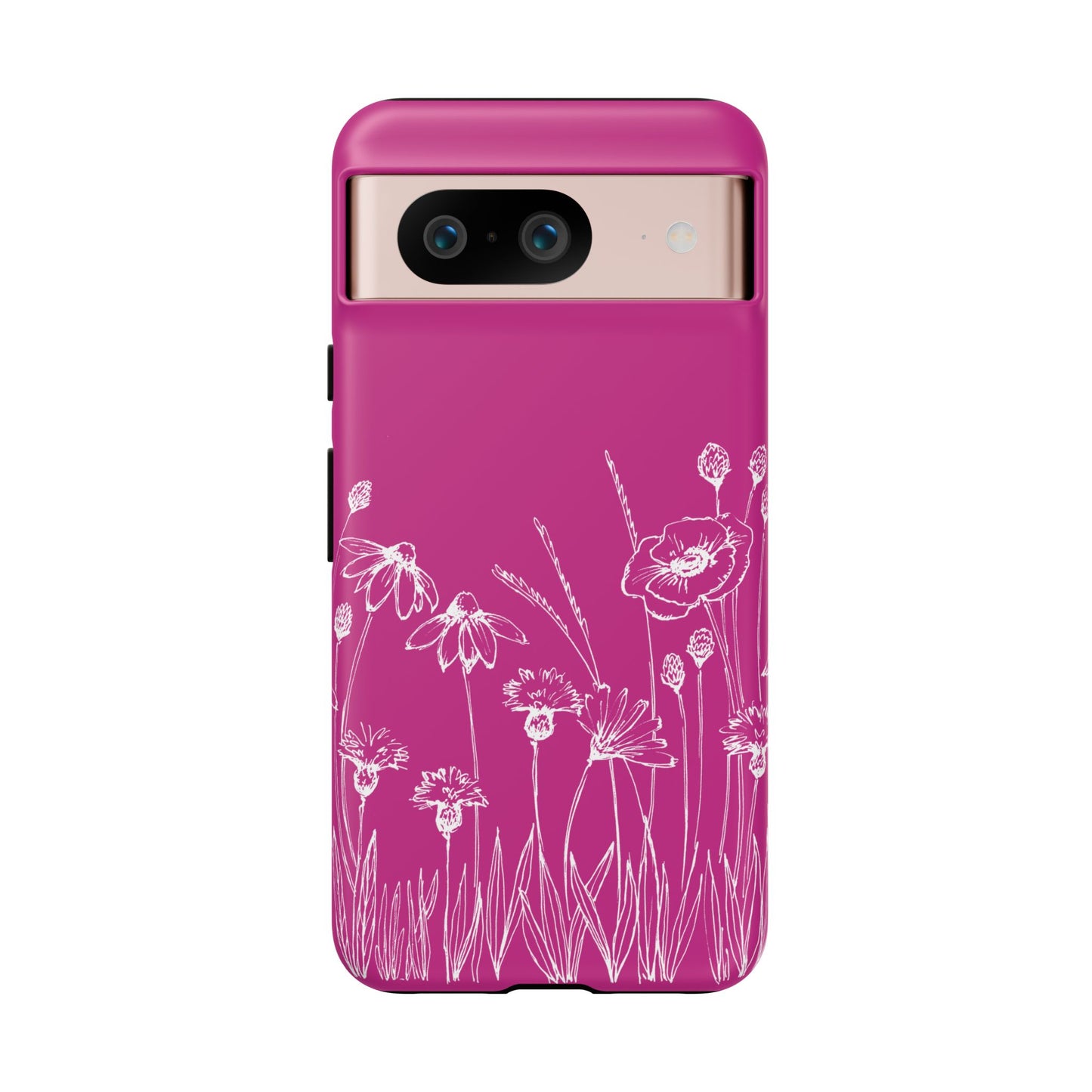 Doodle Flower Phone Case Hot Pink