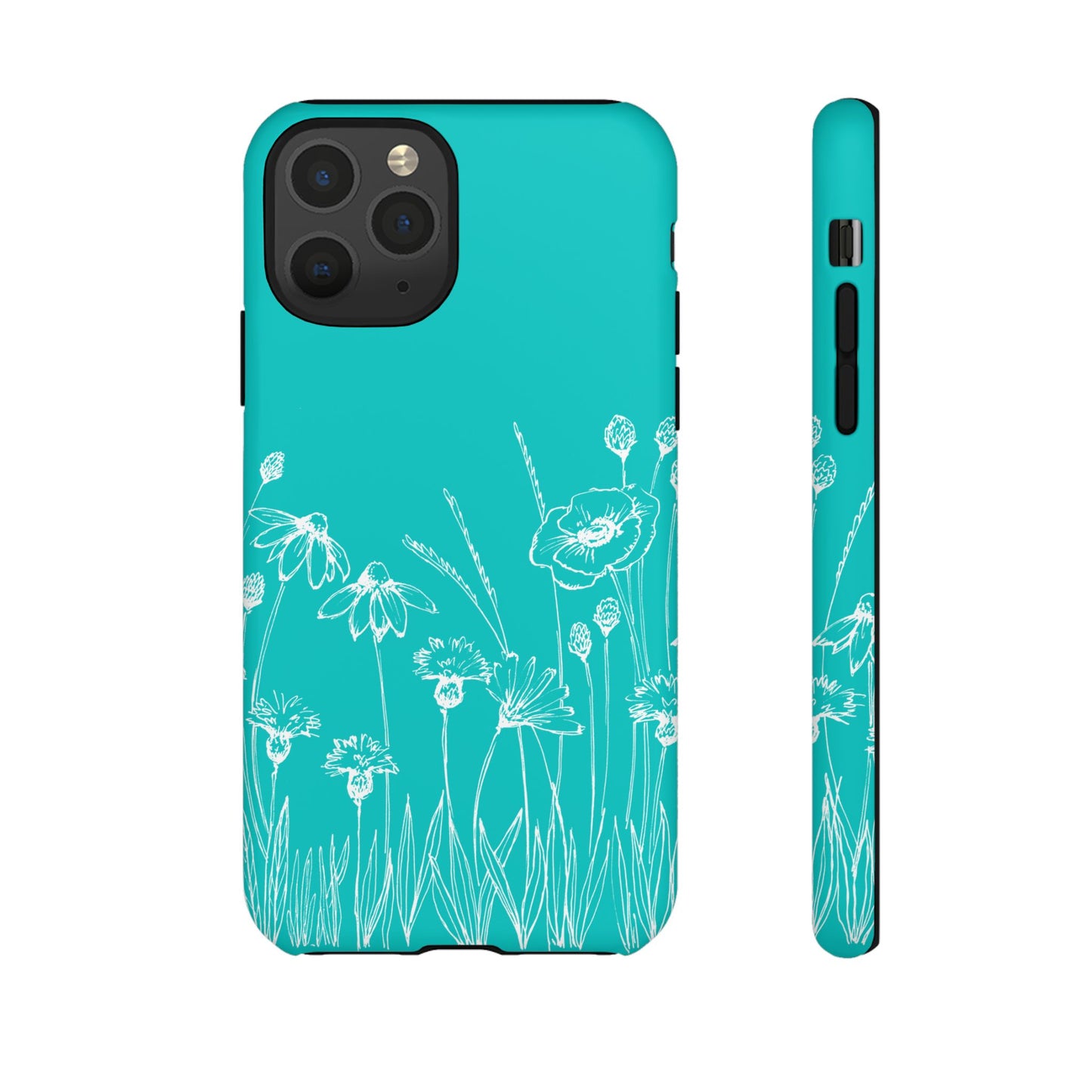 Doodle Flower Phone Case Aqua