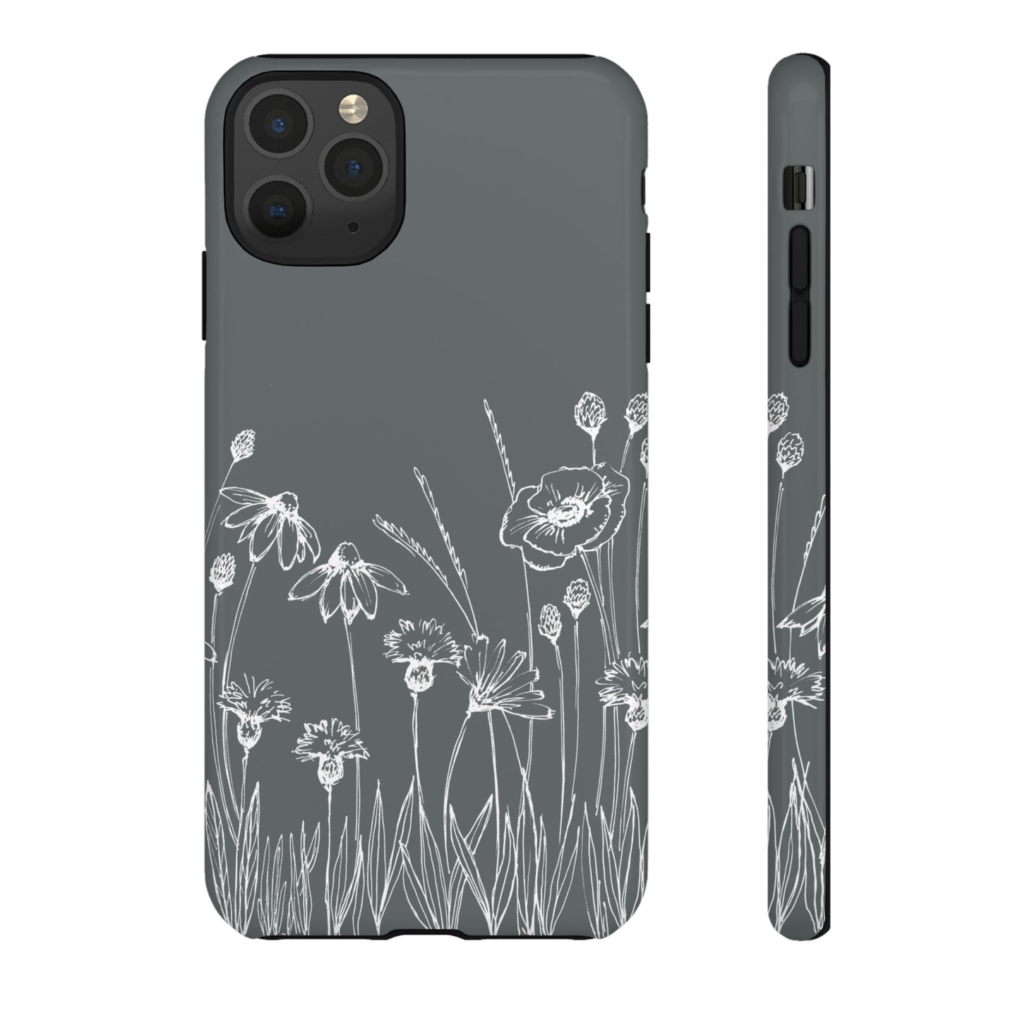 Doodle Flower Phone Case Gray