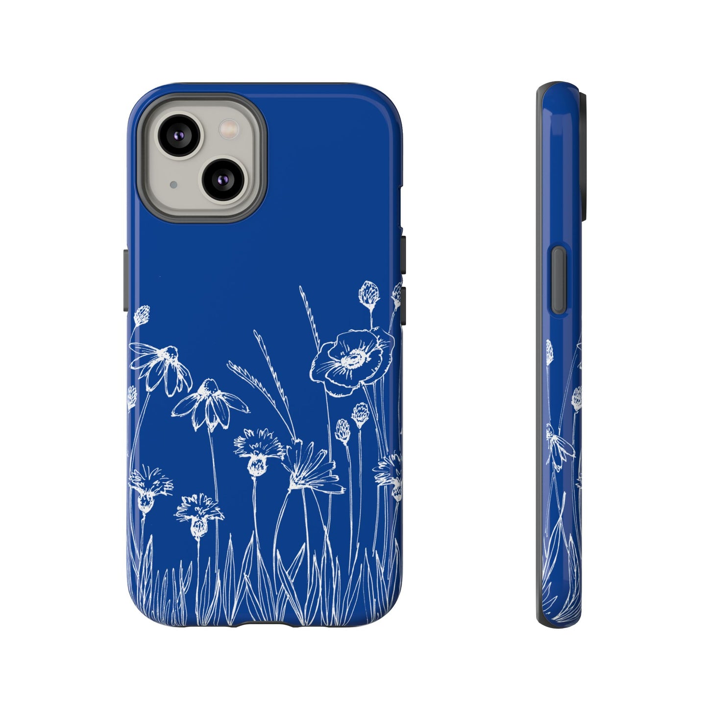 Doodle Flower Phone Case Blue