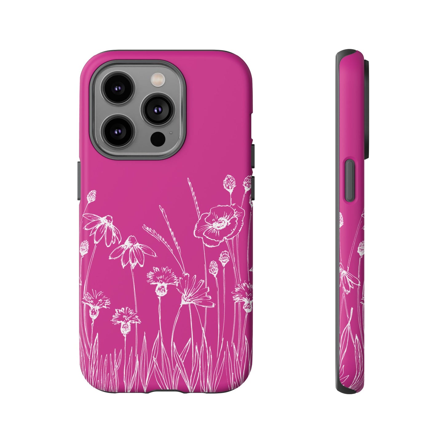 Doodle Flower Phone Case Hot Pink