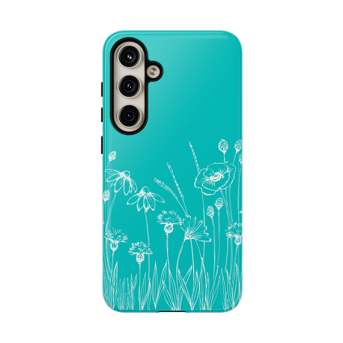 Doodle Flower Phone Case Aqua