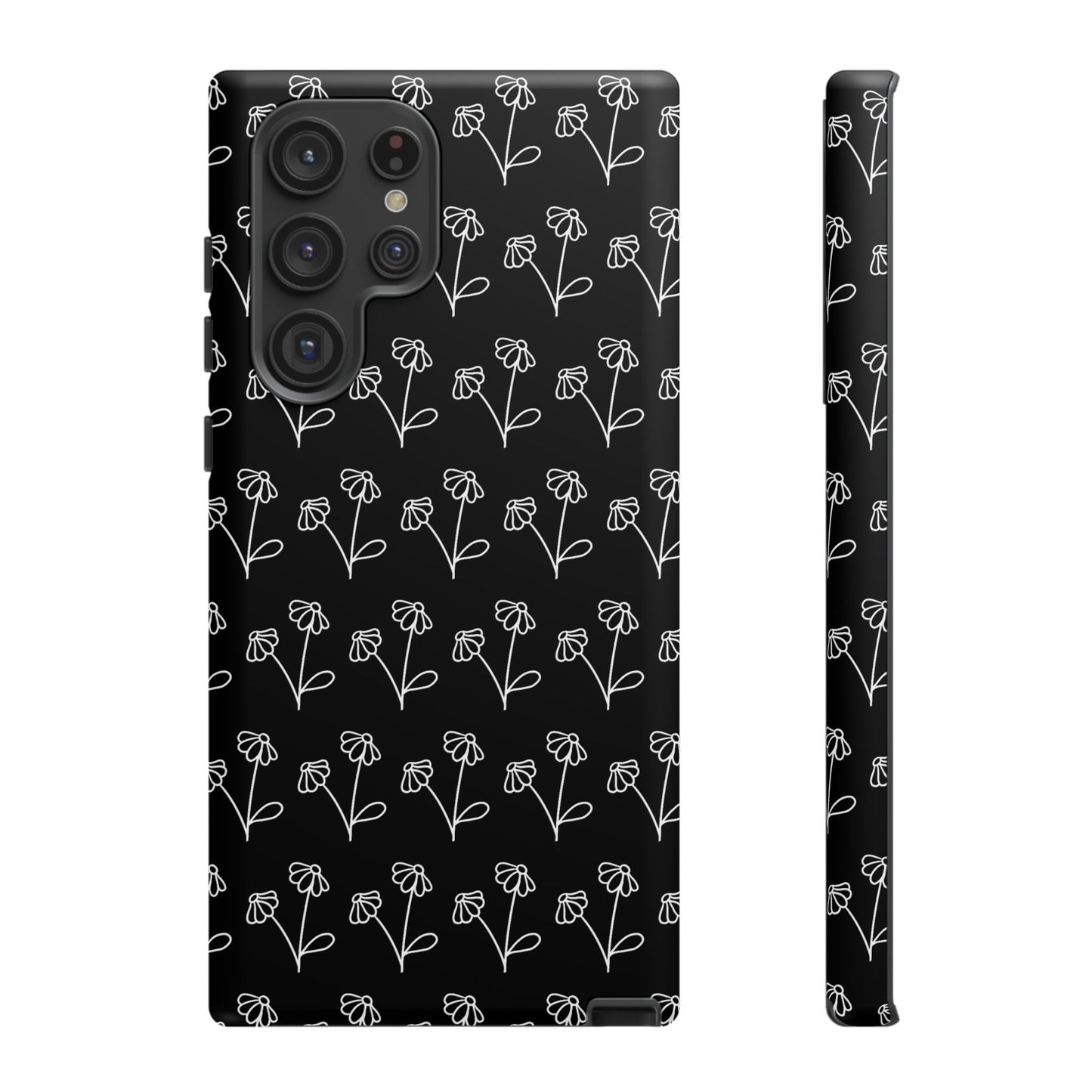 Doodle Flowers Phone Case Black