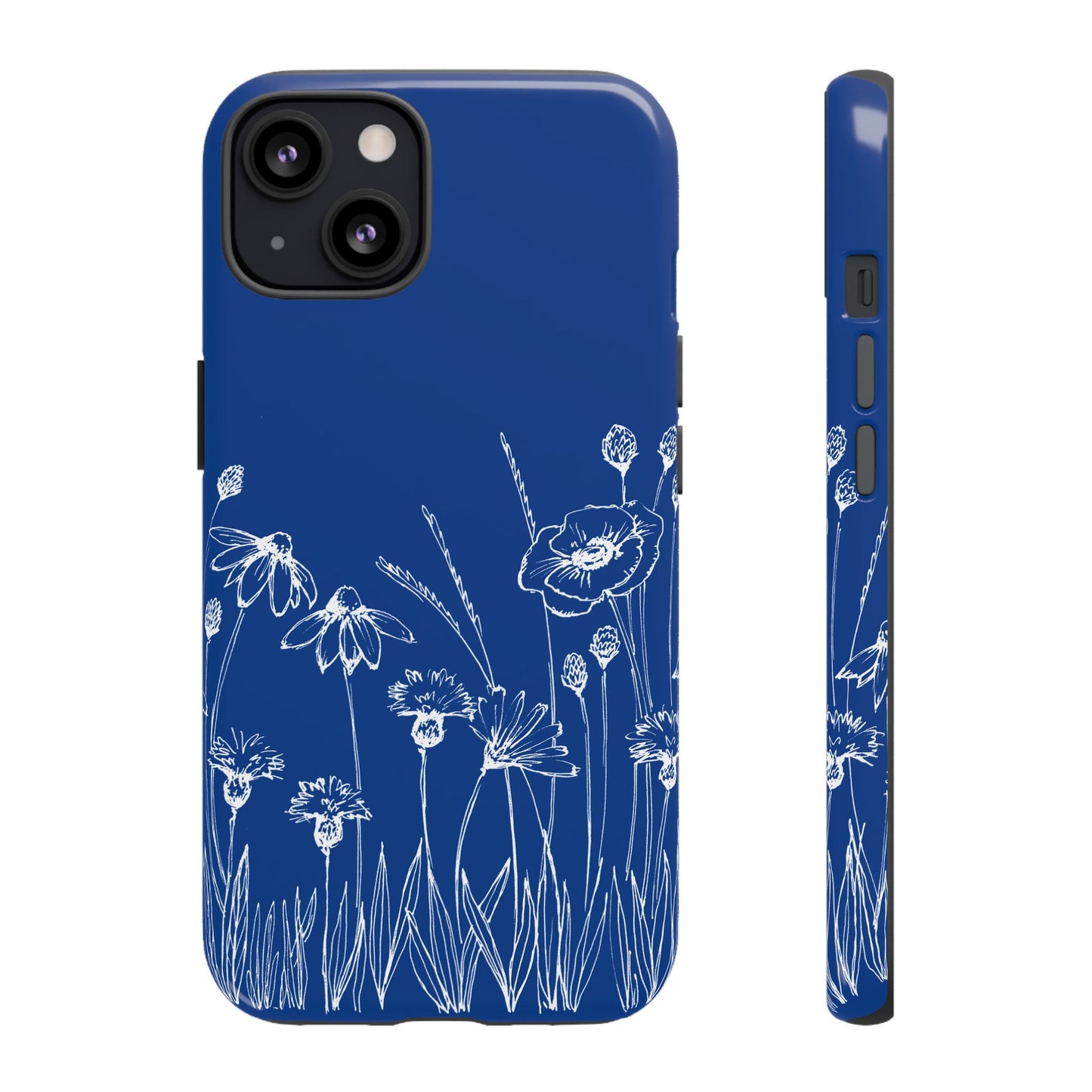 Doodle Flower Phone Case Blue