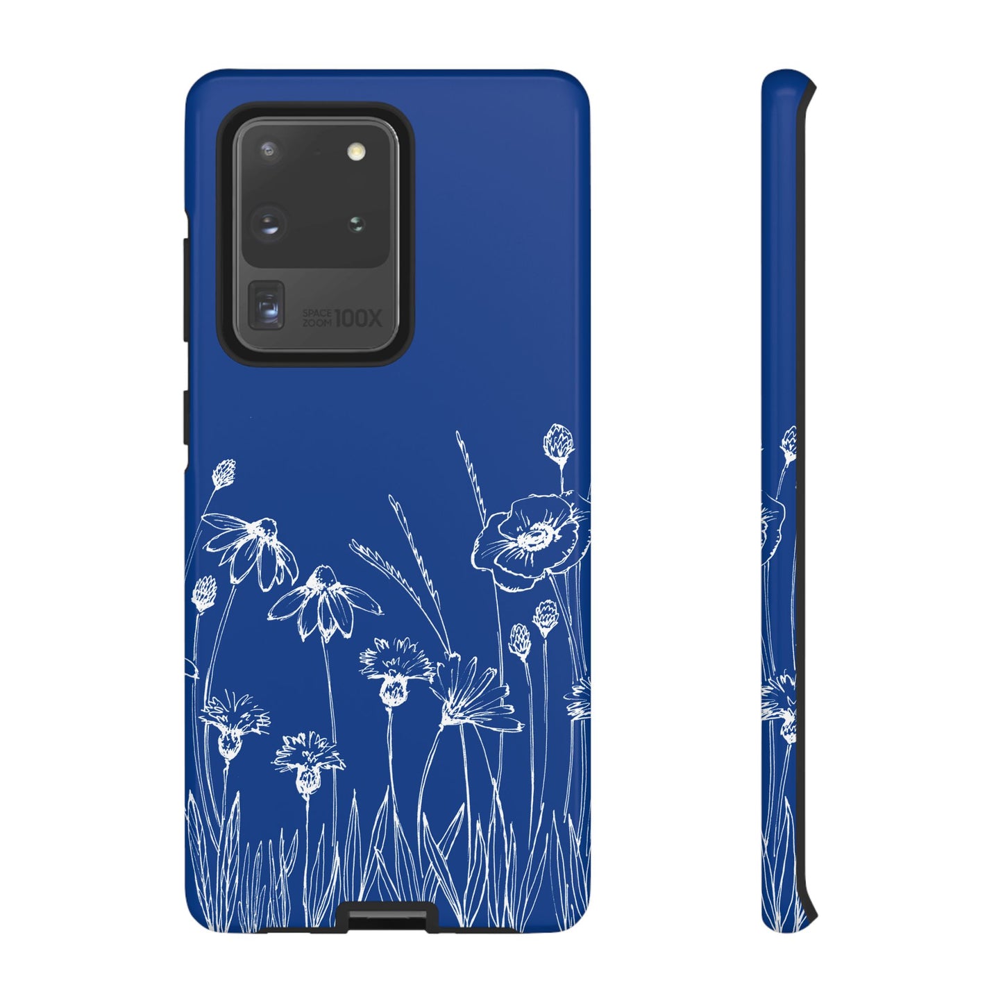 Doodle Flower Phone Case Blue