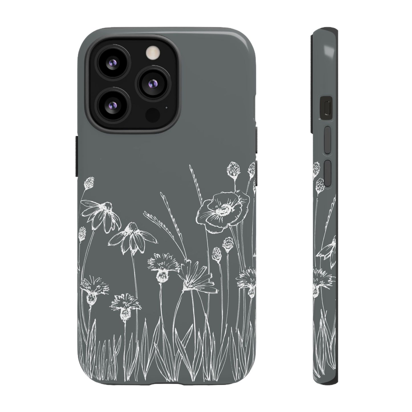 Doodle Flower Phone Case Gray