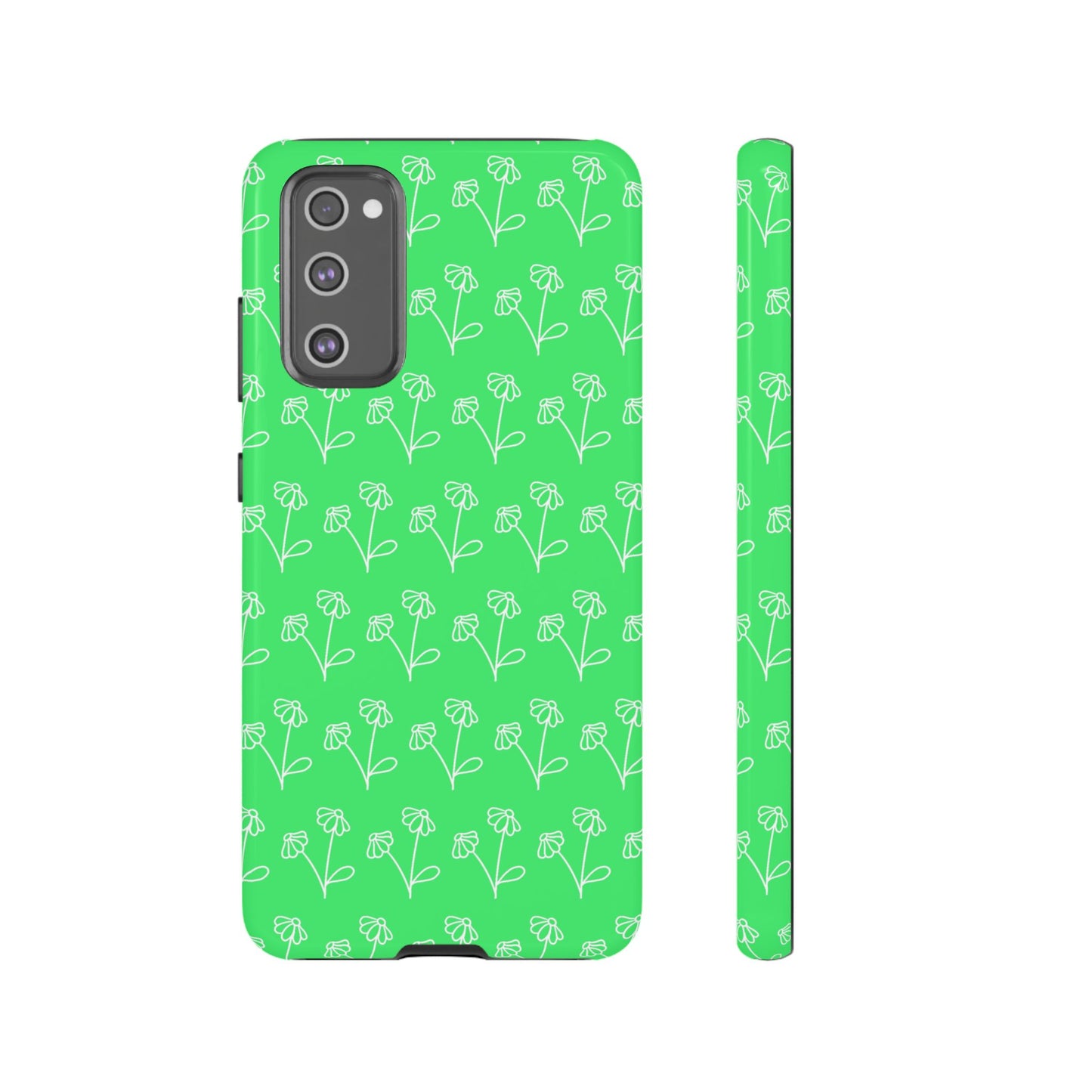 Doodle Flowers Phone Case Bright Green