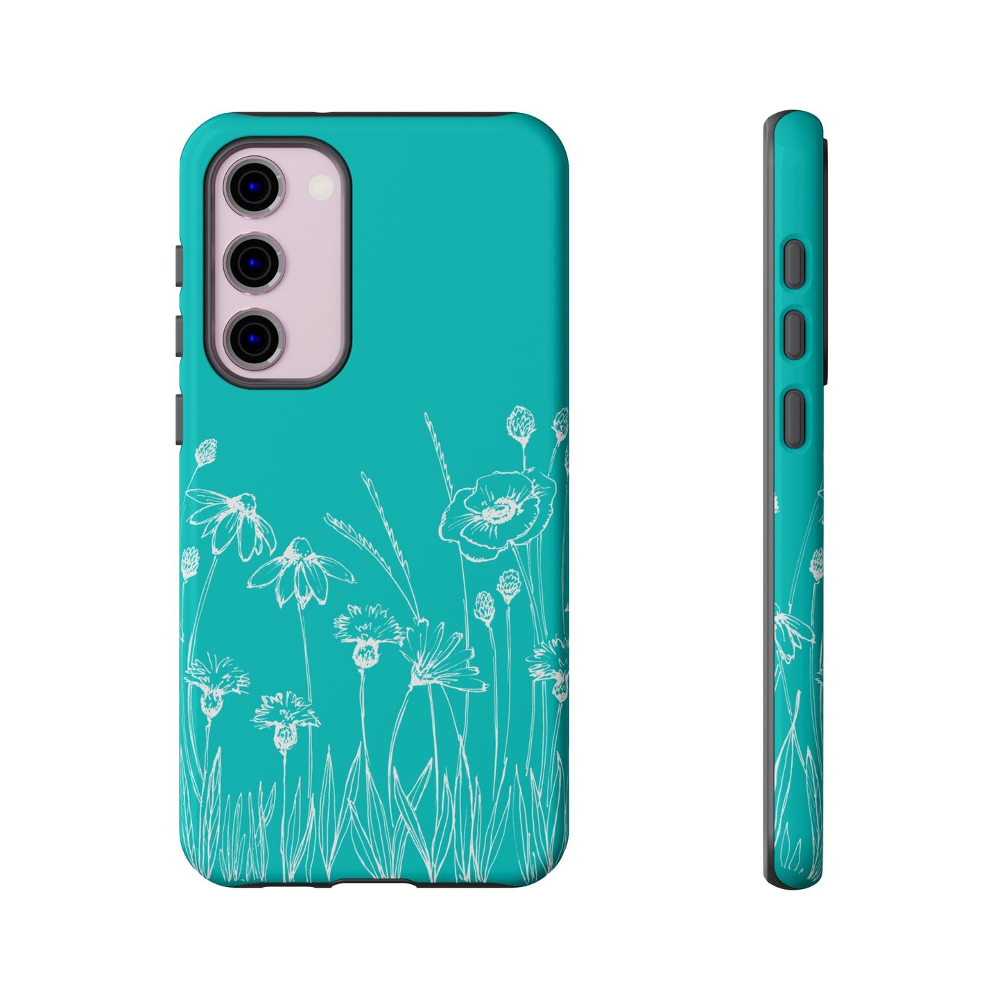 Doodle Flower Phone Case Aqua