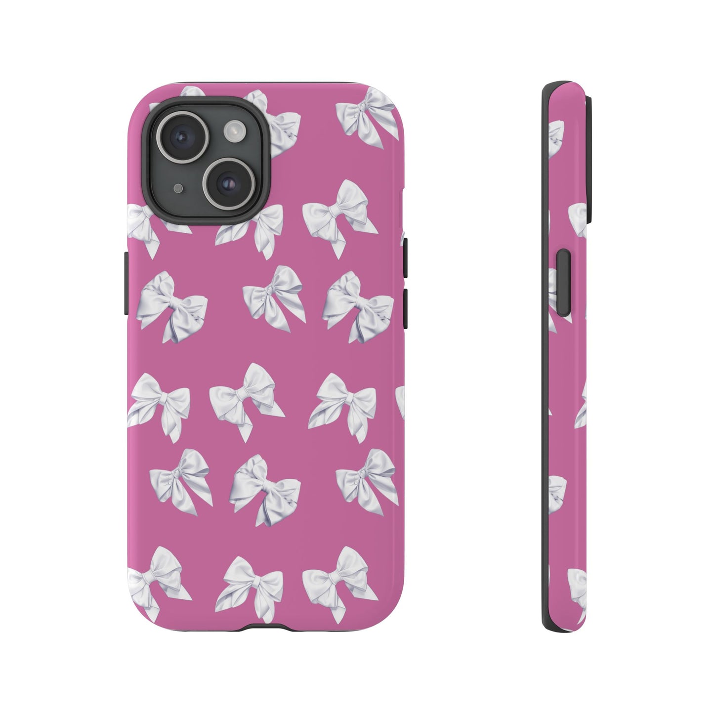 Bow Phone Case White on Pink