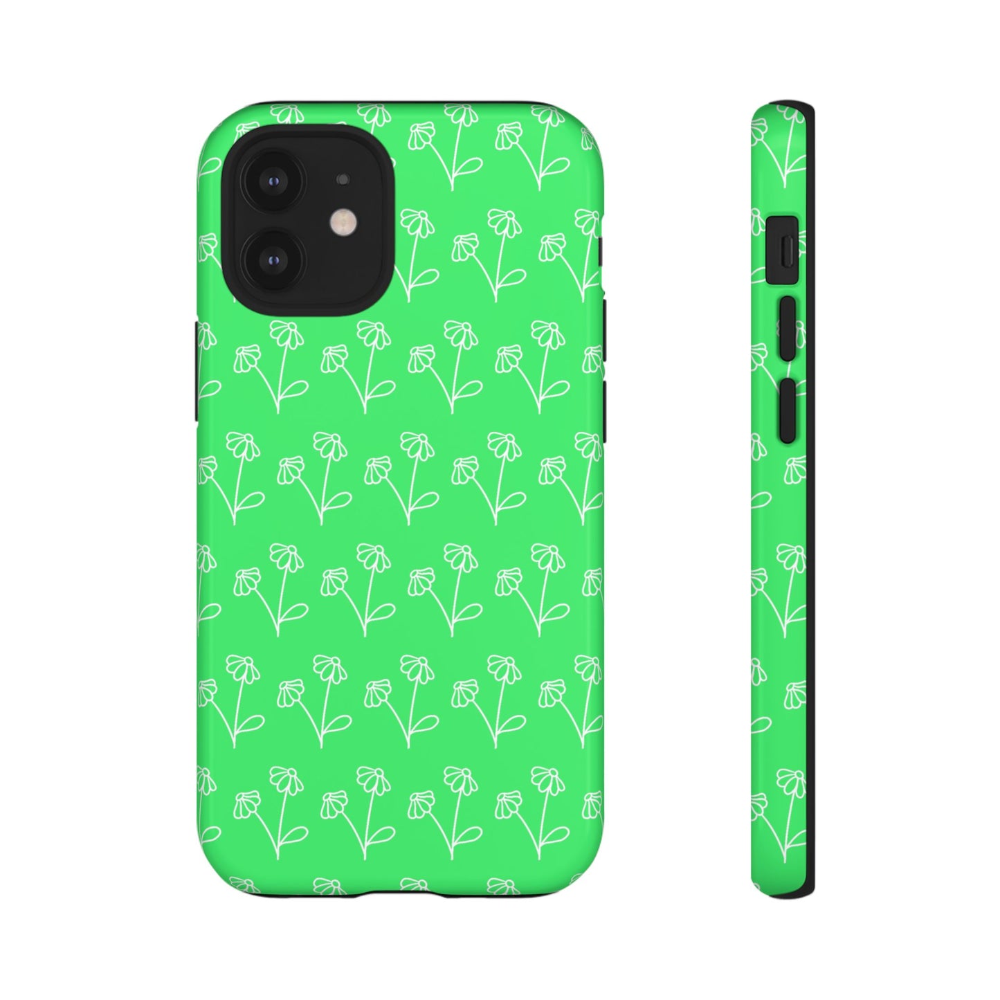 Doodle Flowers Phone Case Bright Green