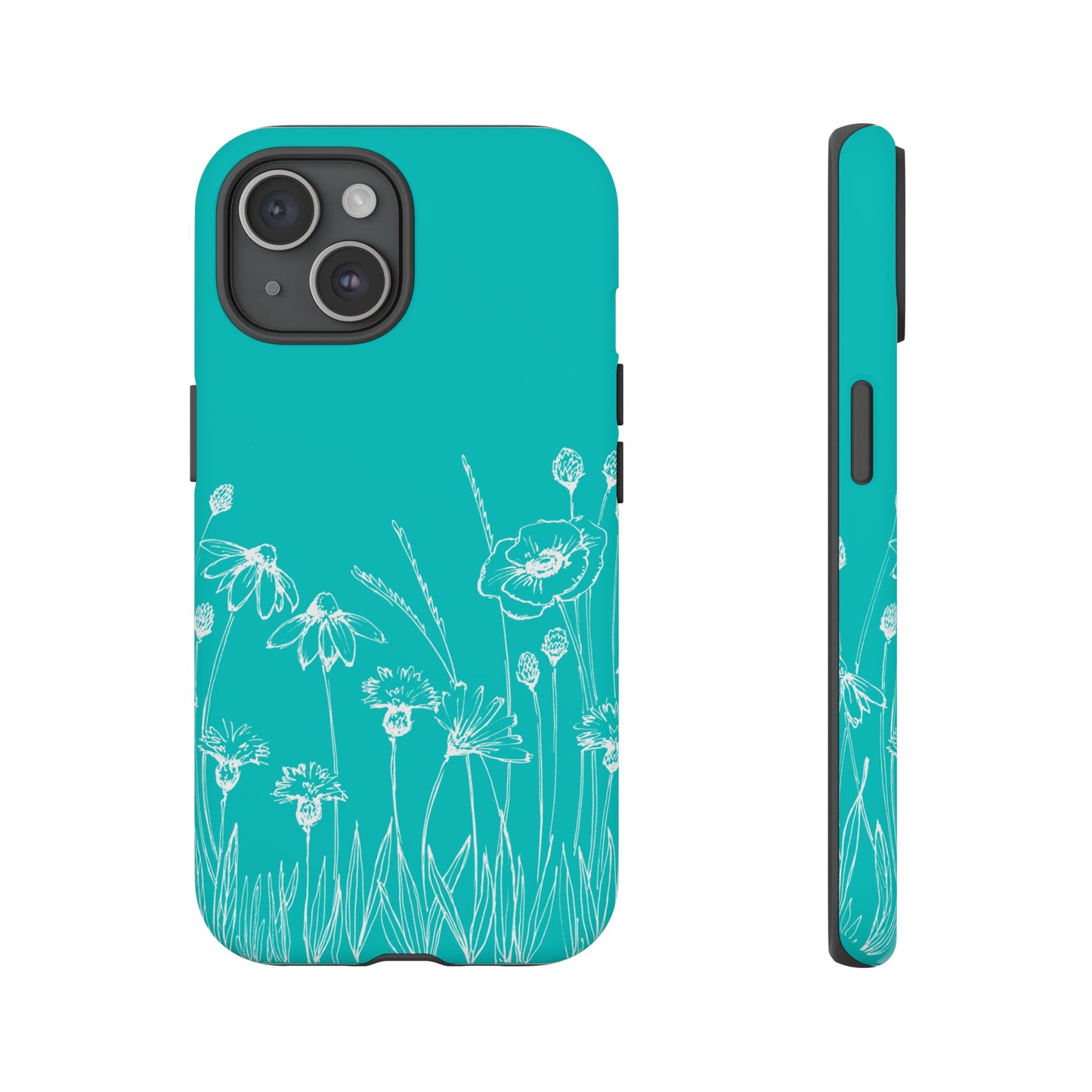 Doodle Flower Phone Case Aqua