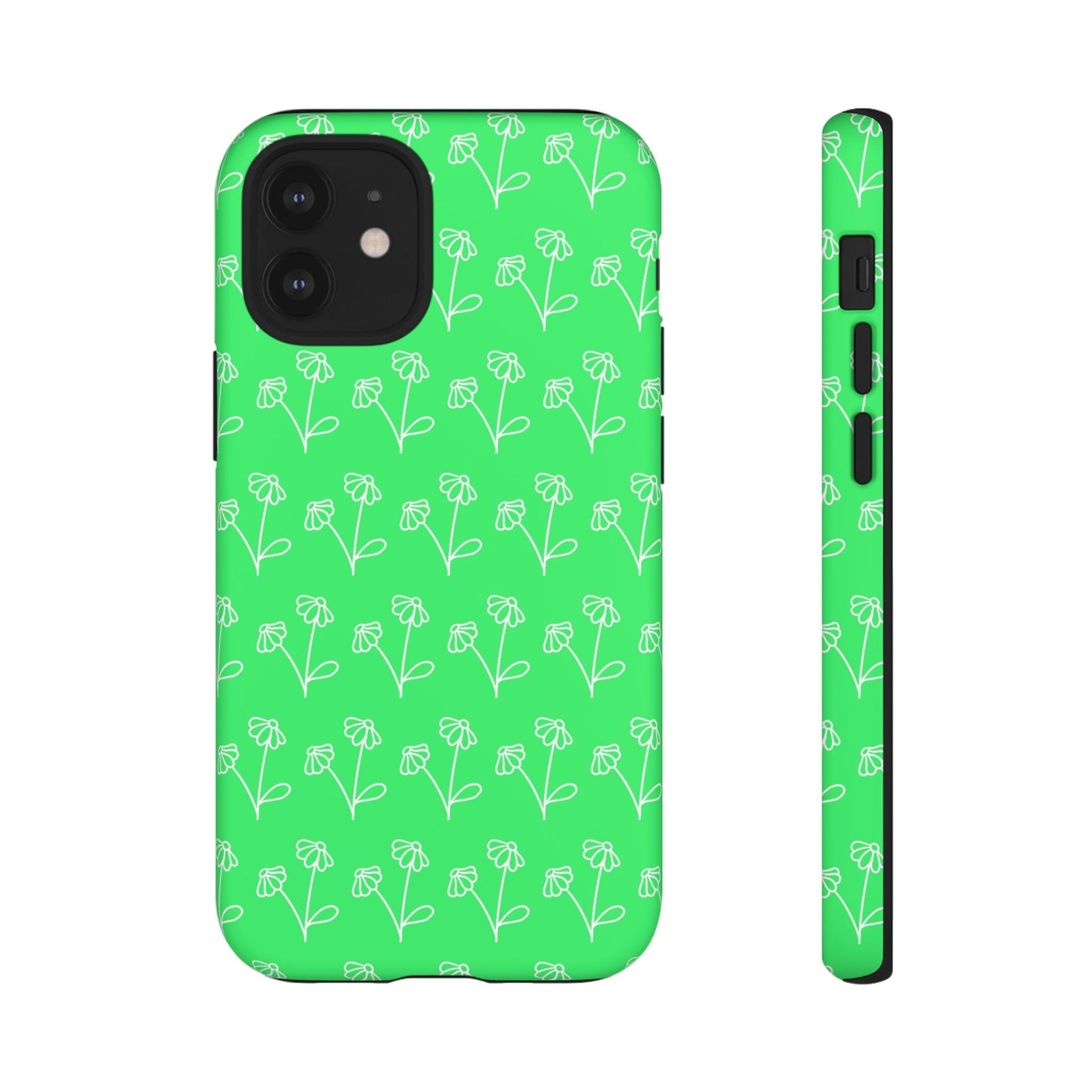 Doodle Flowers Phone Case Bright Green