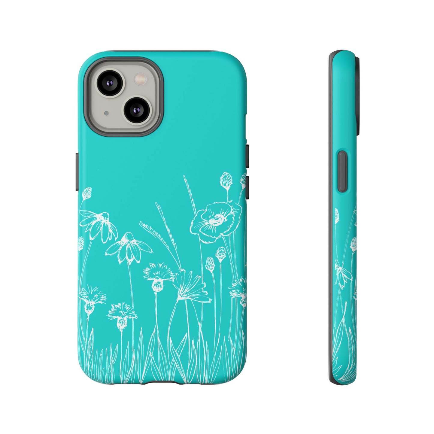 Doodle Flower Phone Case Aqua