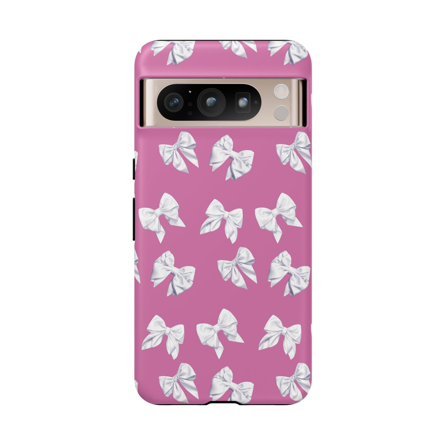 Bow Phone Case White on Pink