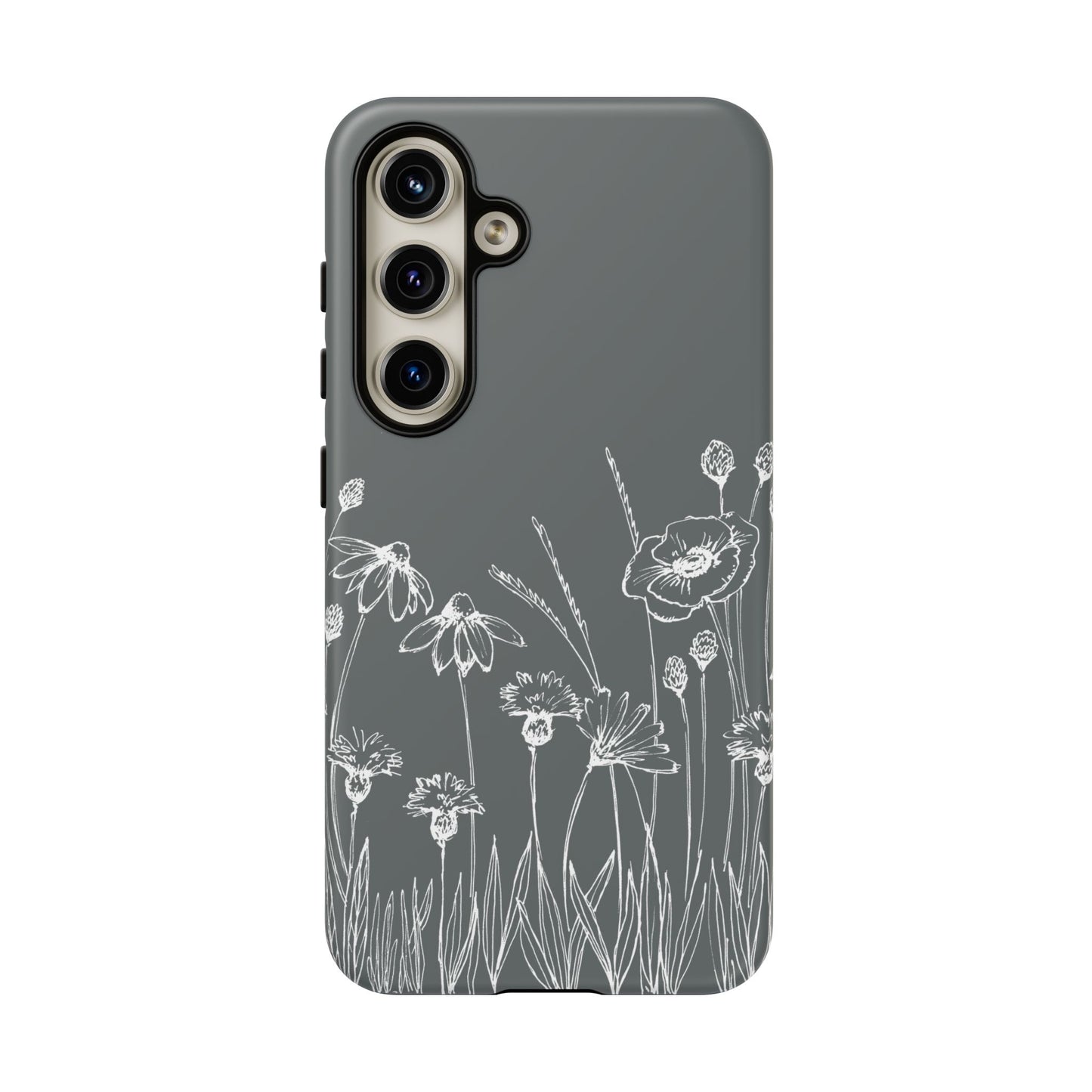 Doodle Flower Phone Case Gray