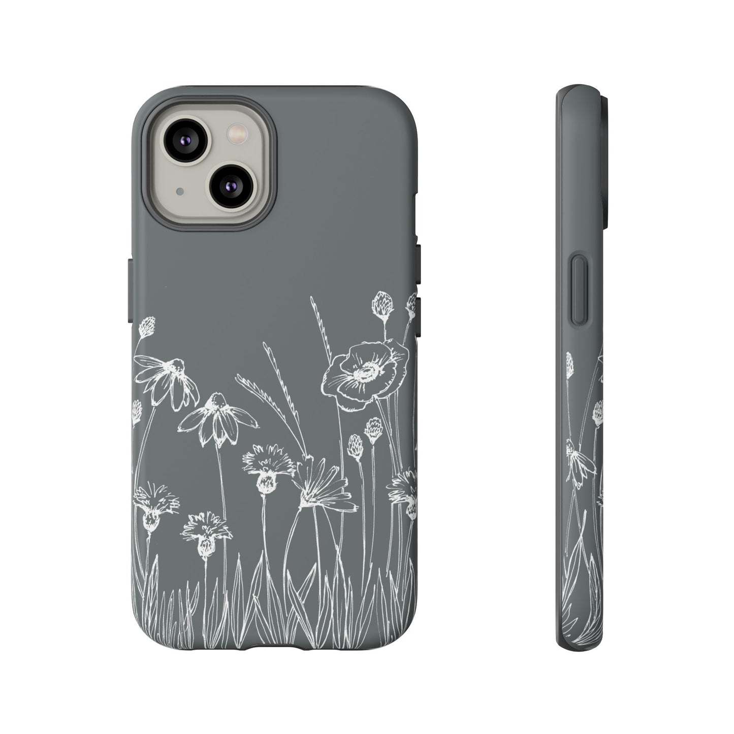 Doodle Flower Phone Case Gray