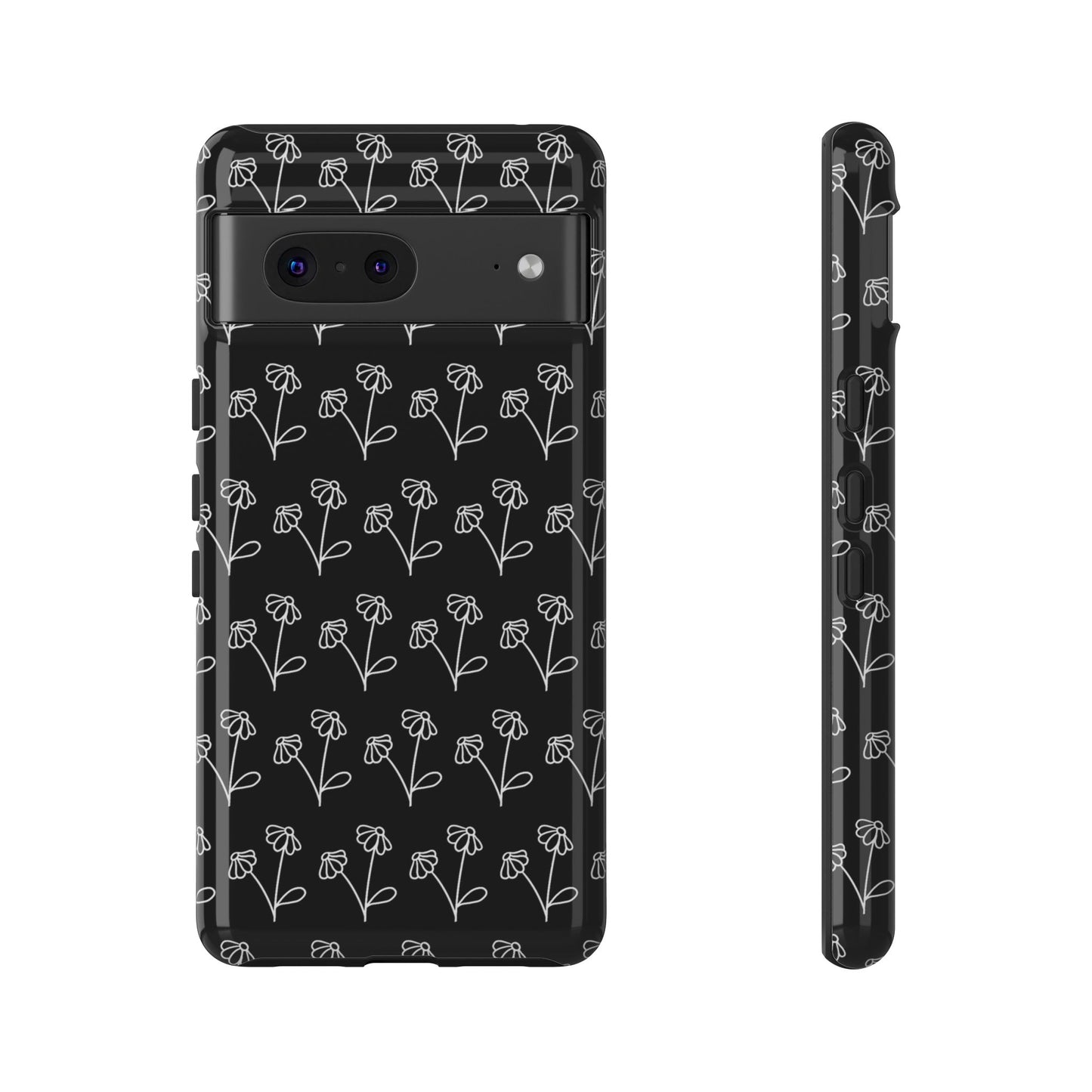 Doodle Flowers Phone Case Black