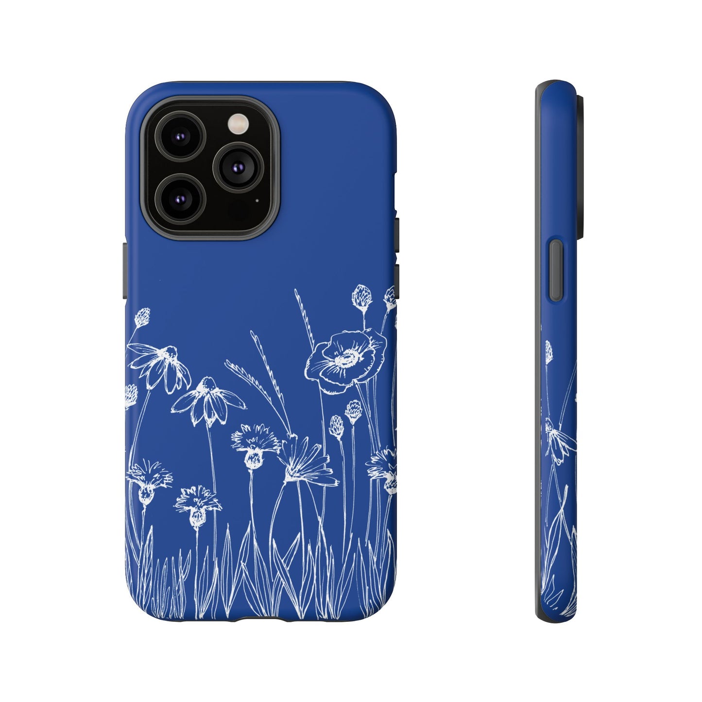 Doodle Flower Phone Case Blue