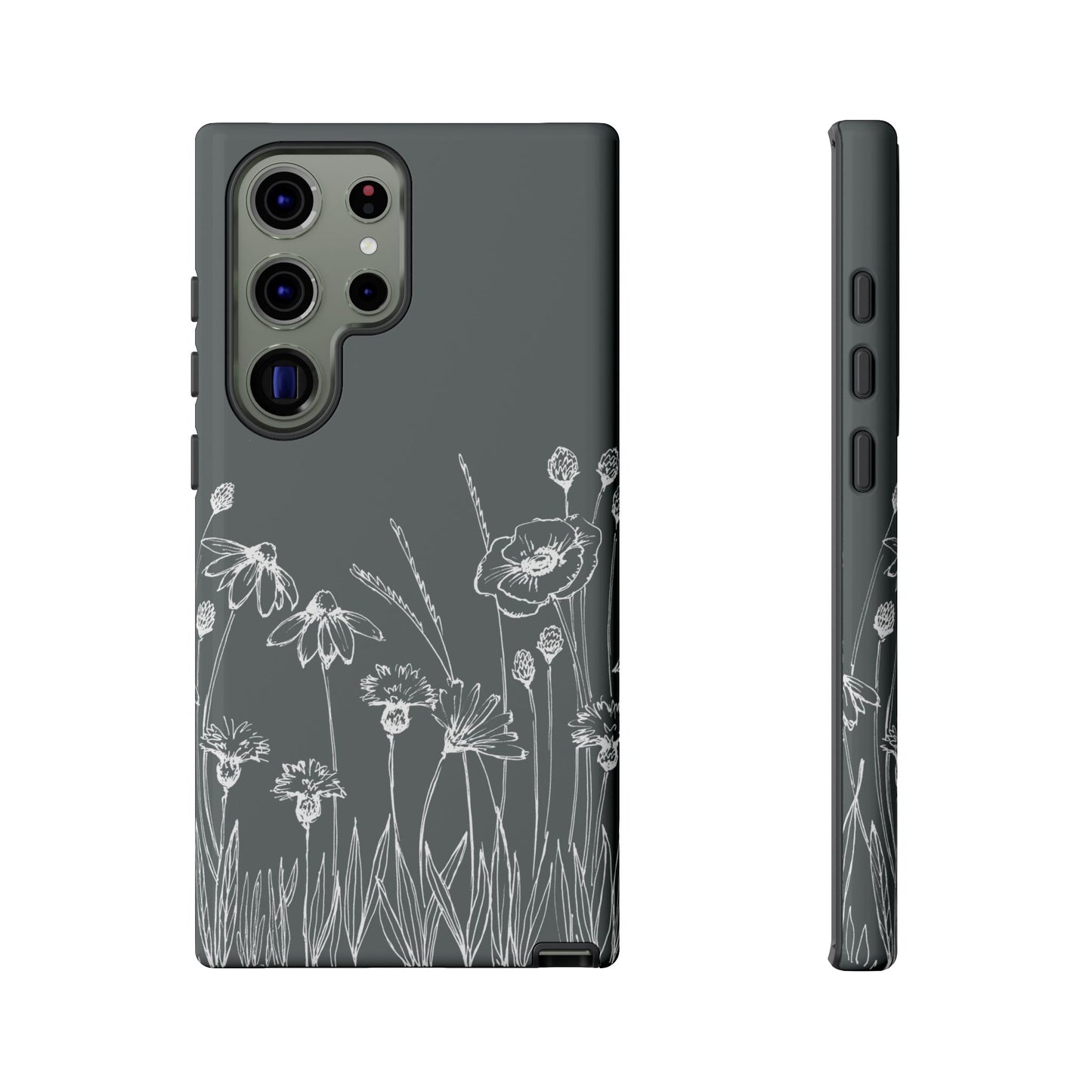 Doodle Flower Phone Case Gray