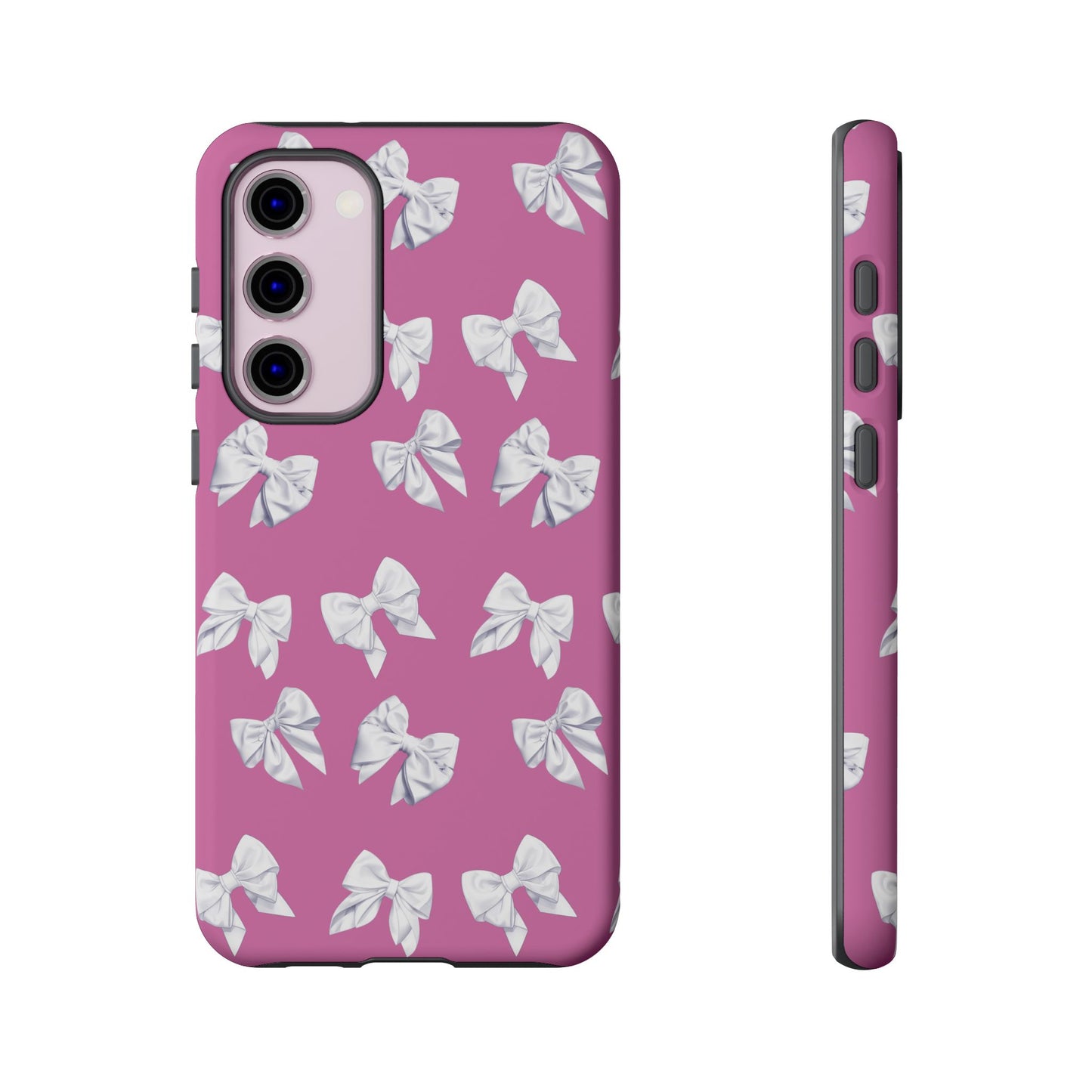 Bow Phone Case White on Pink