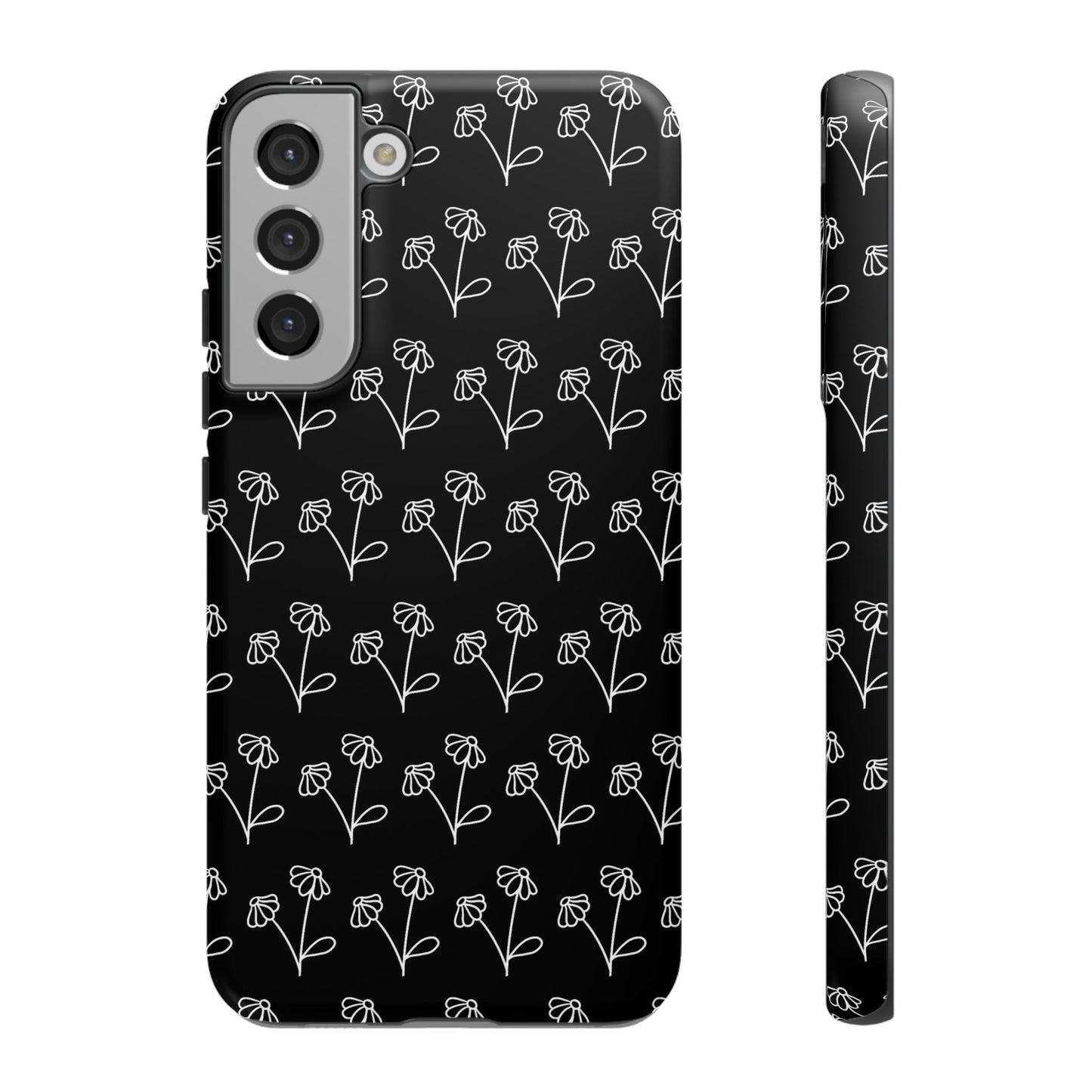 Doodle Flowers Phone Case Black