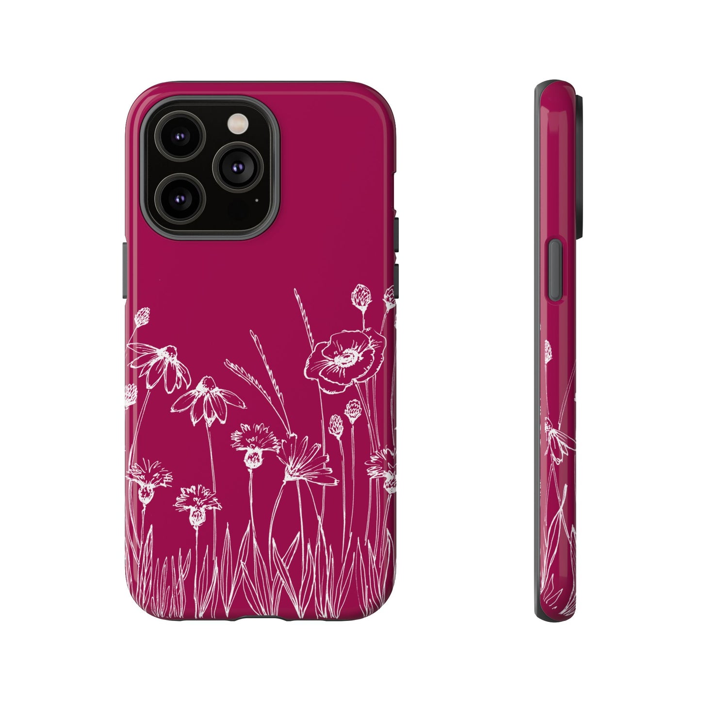 Doodle Flower Phone Case Berry