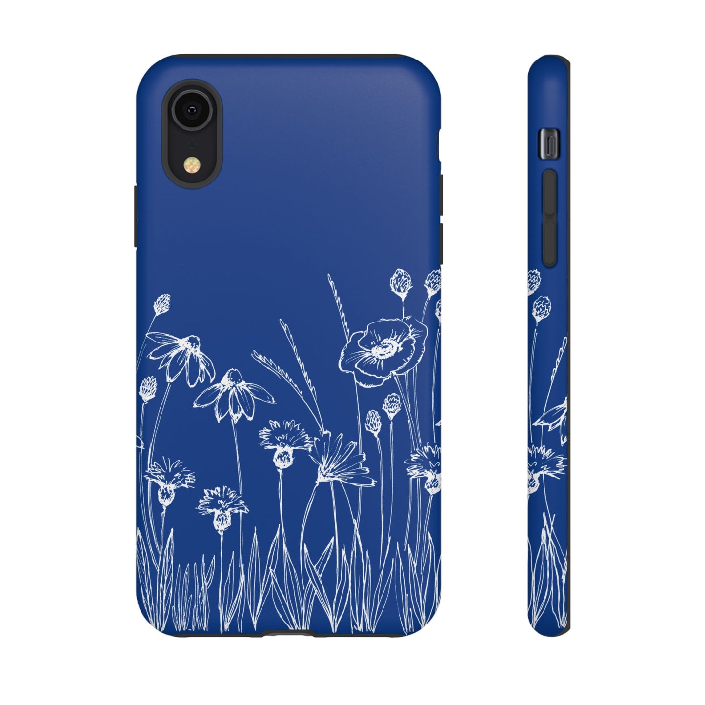 Doodle Flower Phone Case Blue