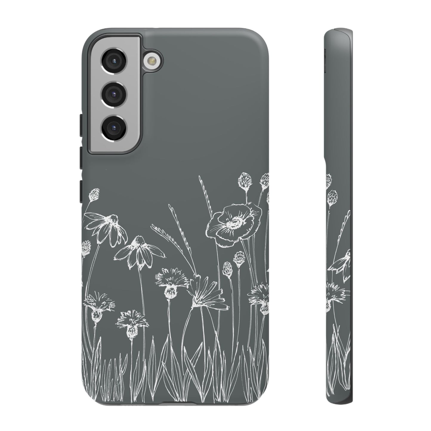 Doodle Flower Phone Case Gray