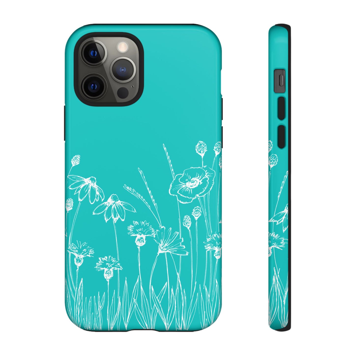 Doodle Flower Phone Case Aqua