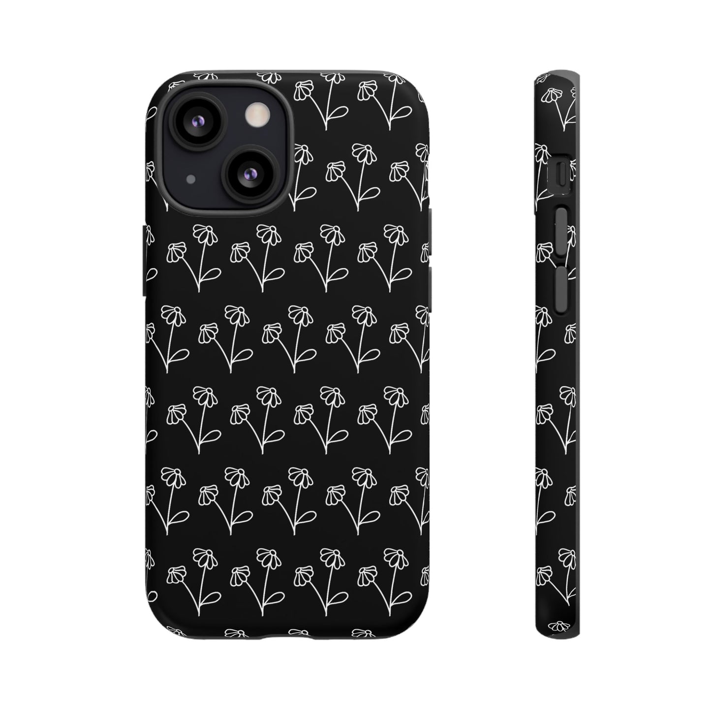 Doodle Flowers Phone Case Black