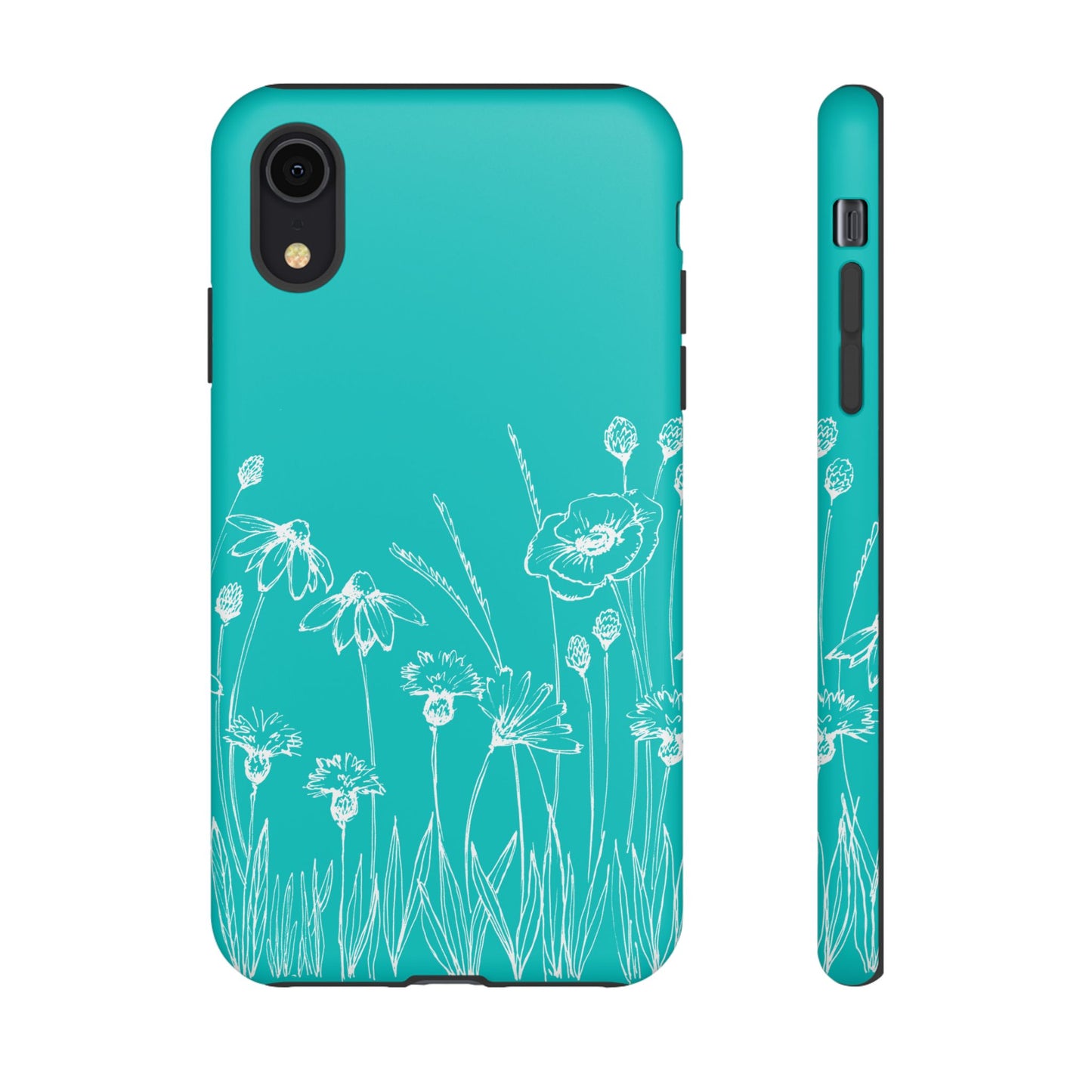 Doodle Flower Phone Case Aqua