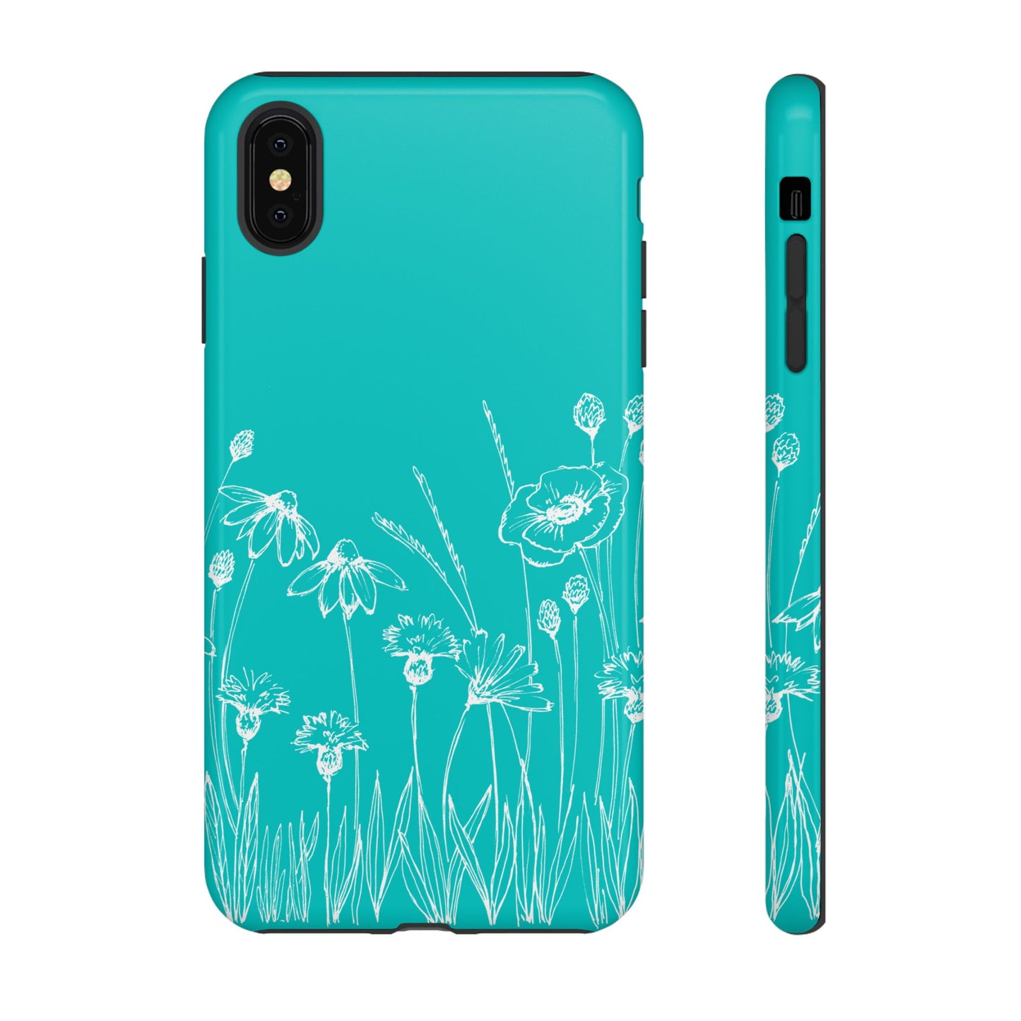 Doodle Flower Phone Case Aqua