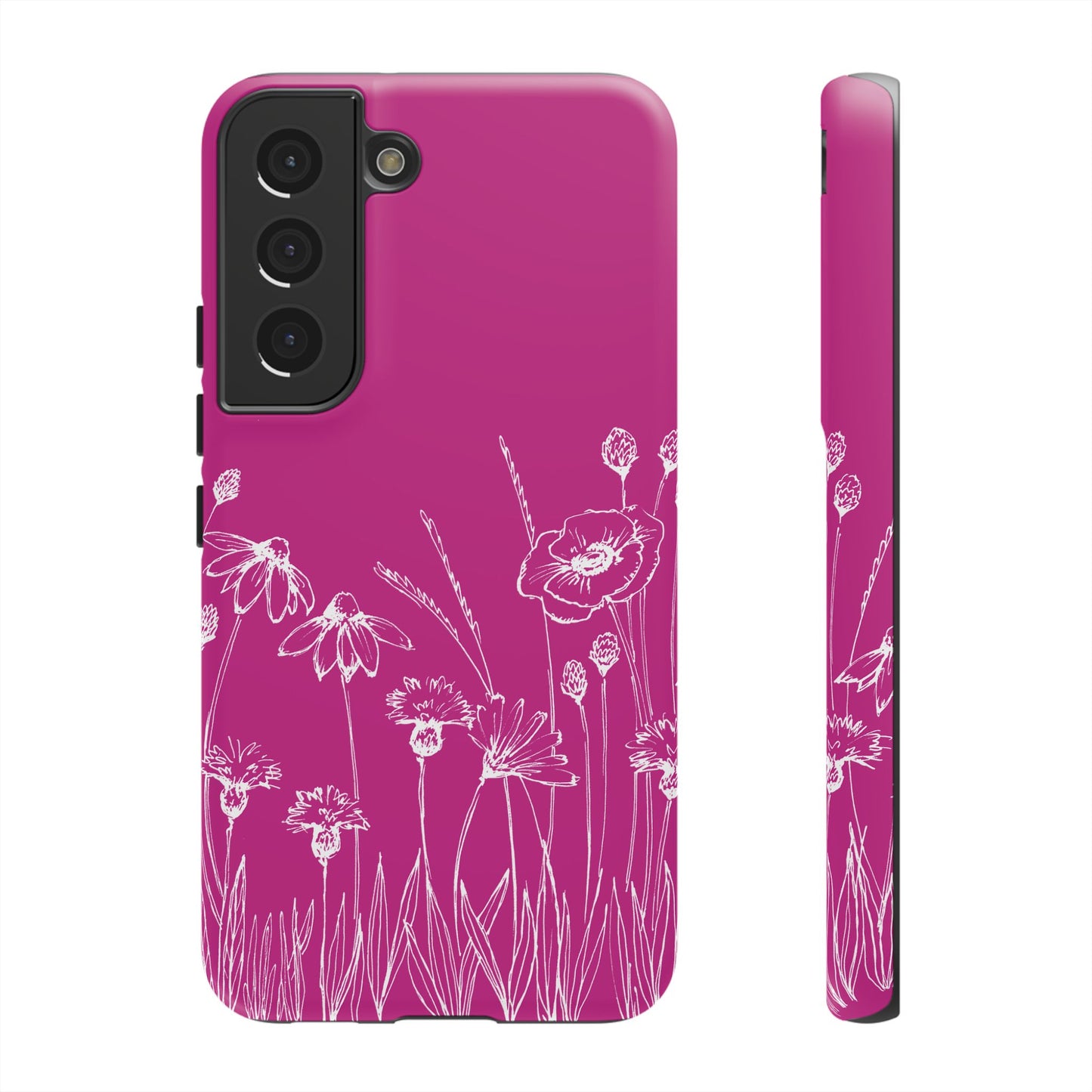 Doodle Flower Phone Case Hot Pink