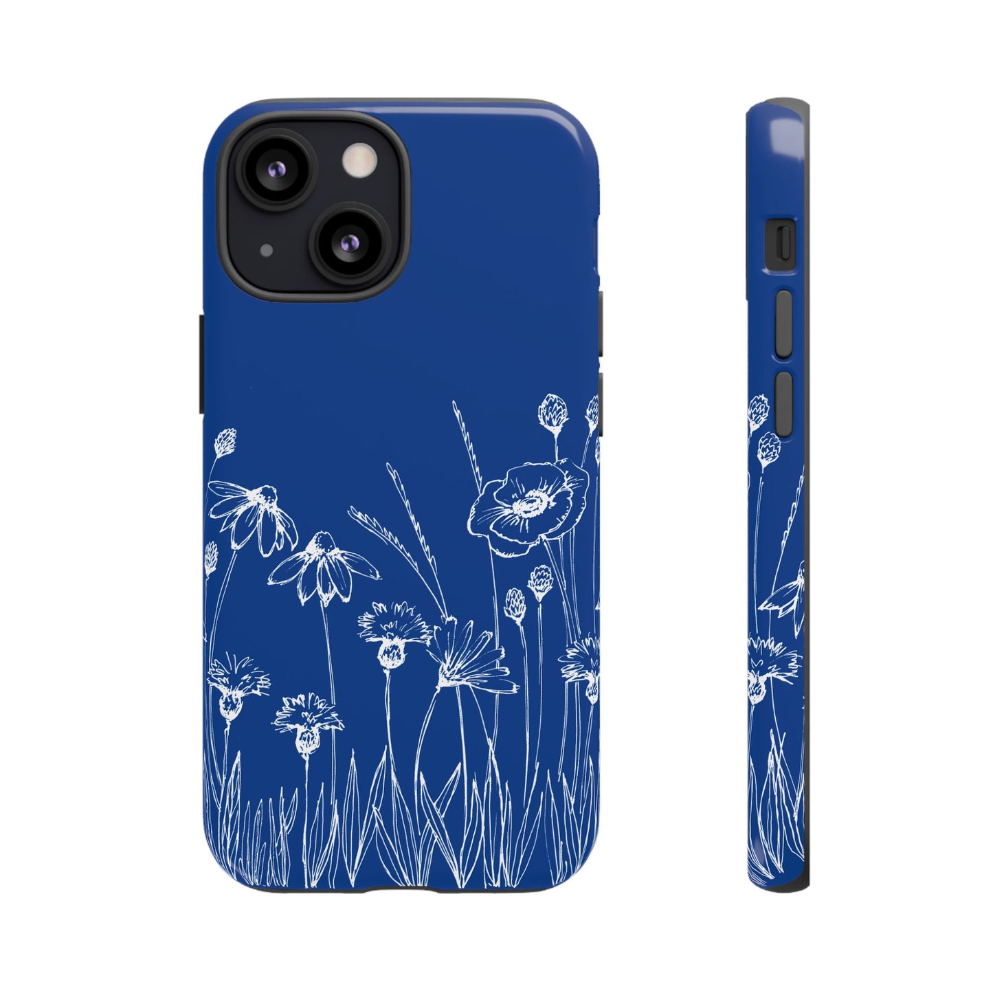 Doodle Flower Phone Case Blue