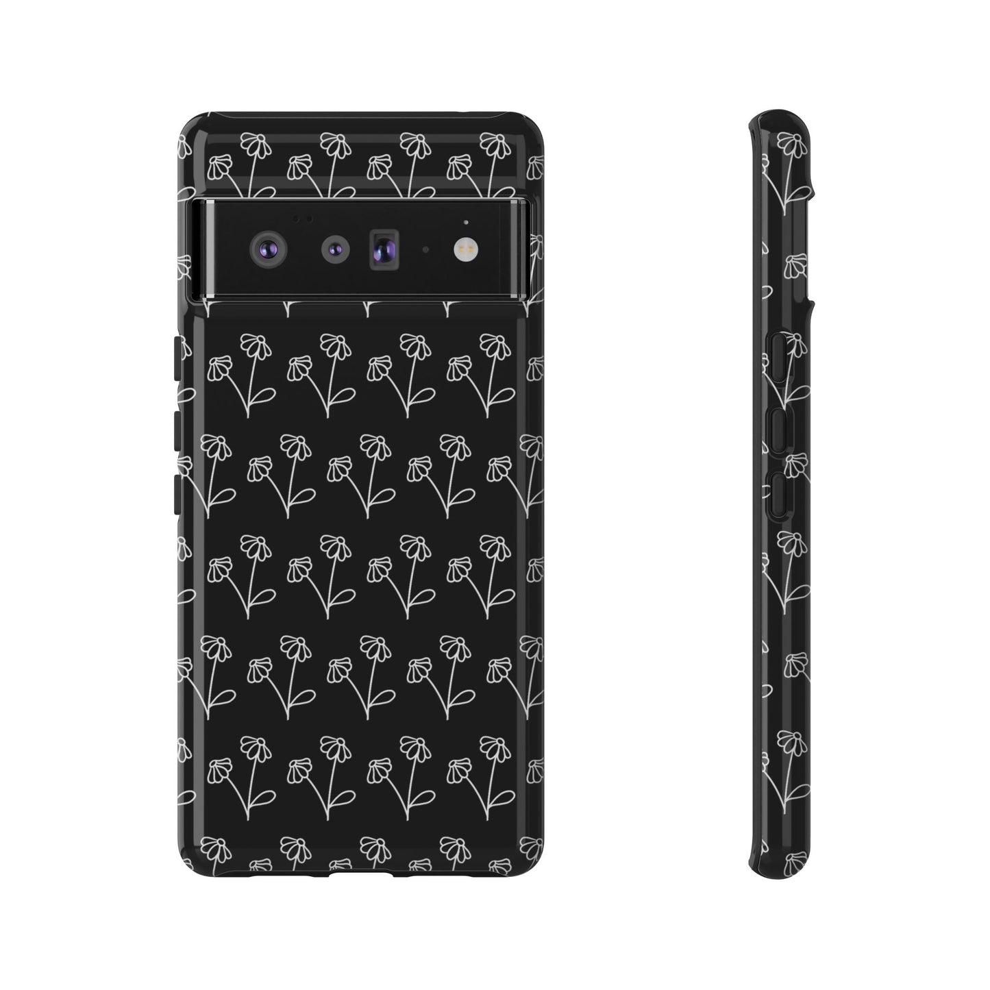 Doodle Flowers Phone Case Black