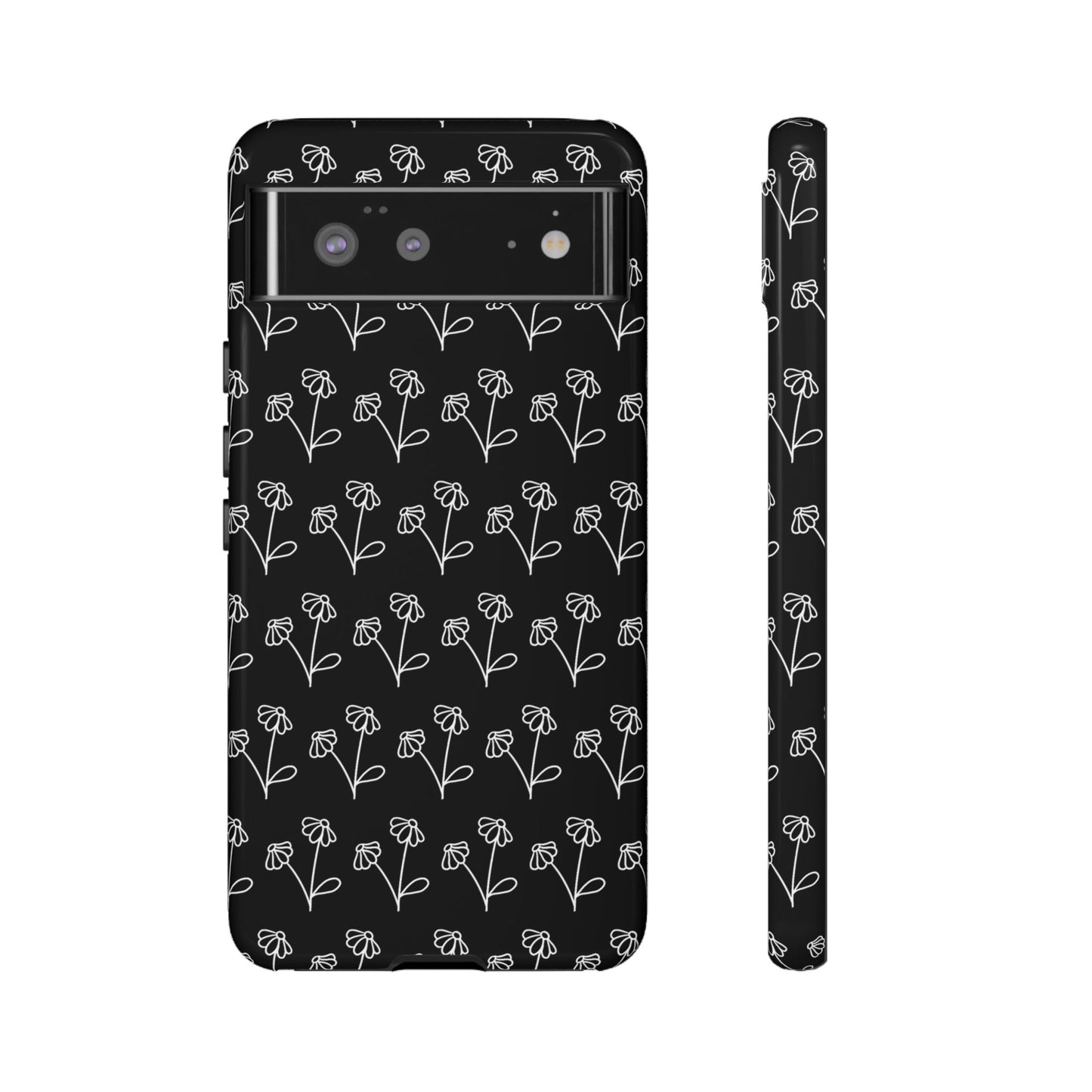 Doodle Flowers Phone Case Black