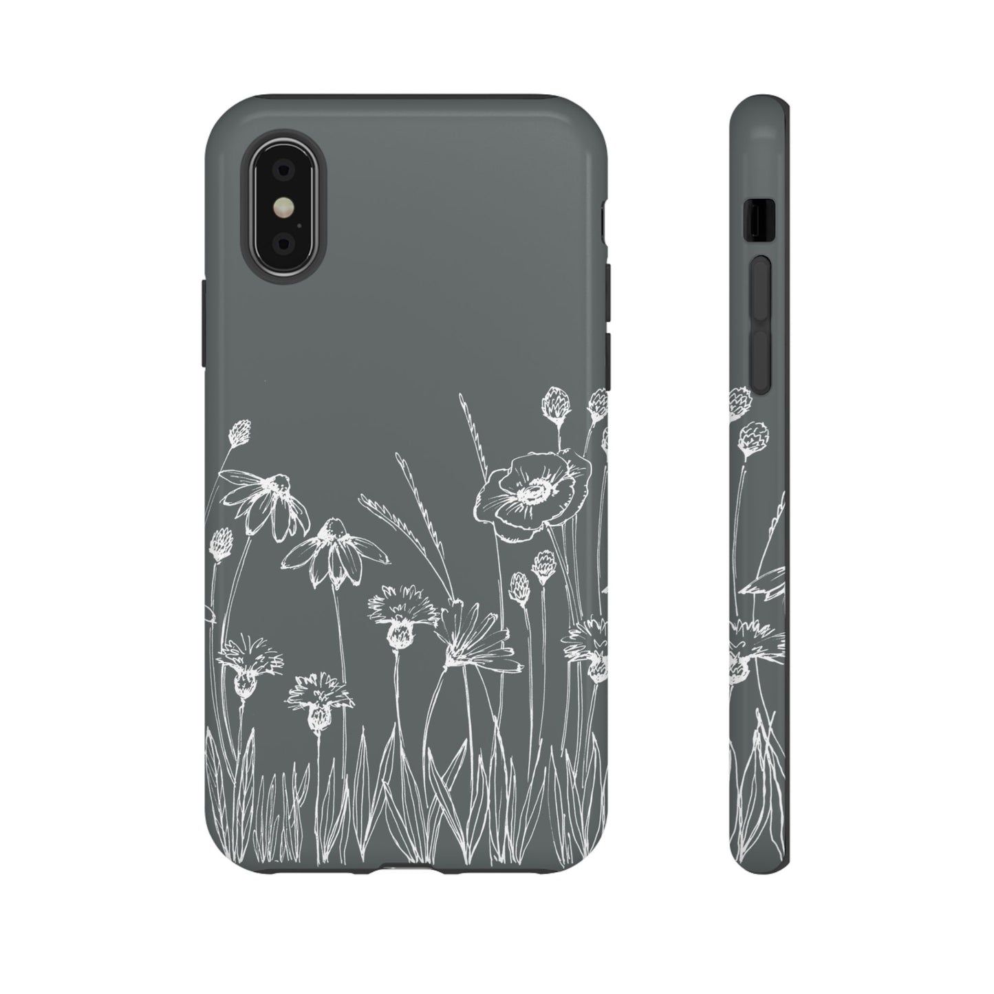 Doodle Flower Phone Case Gray