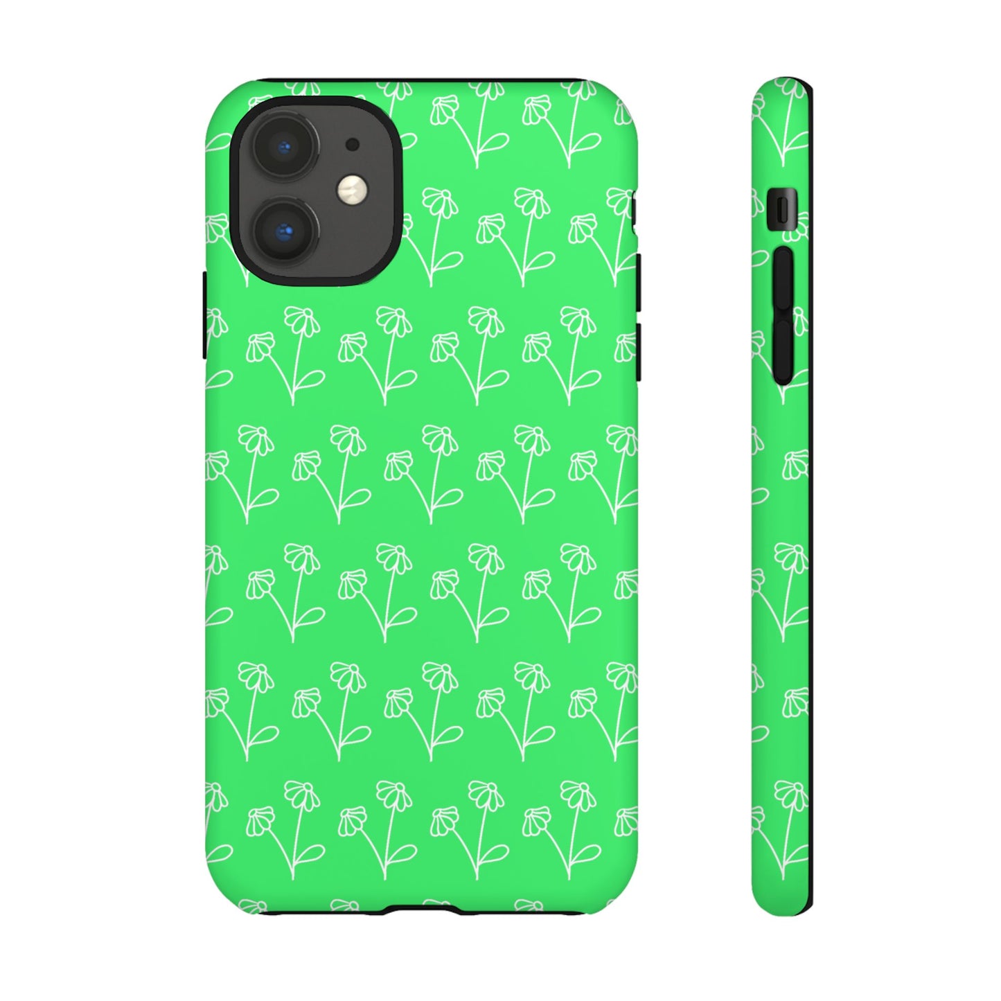 Doodle Flowers Phone Case Bright Green