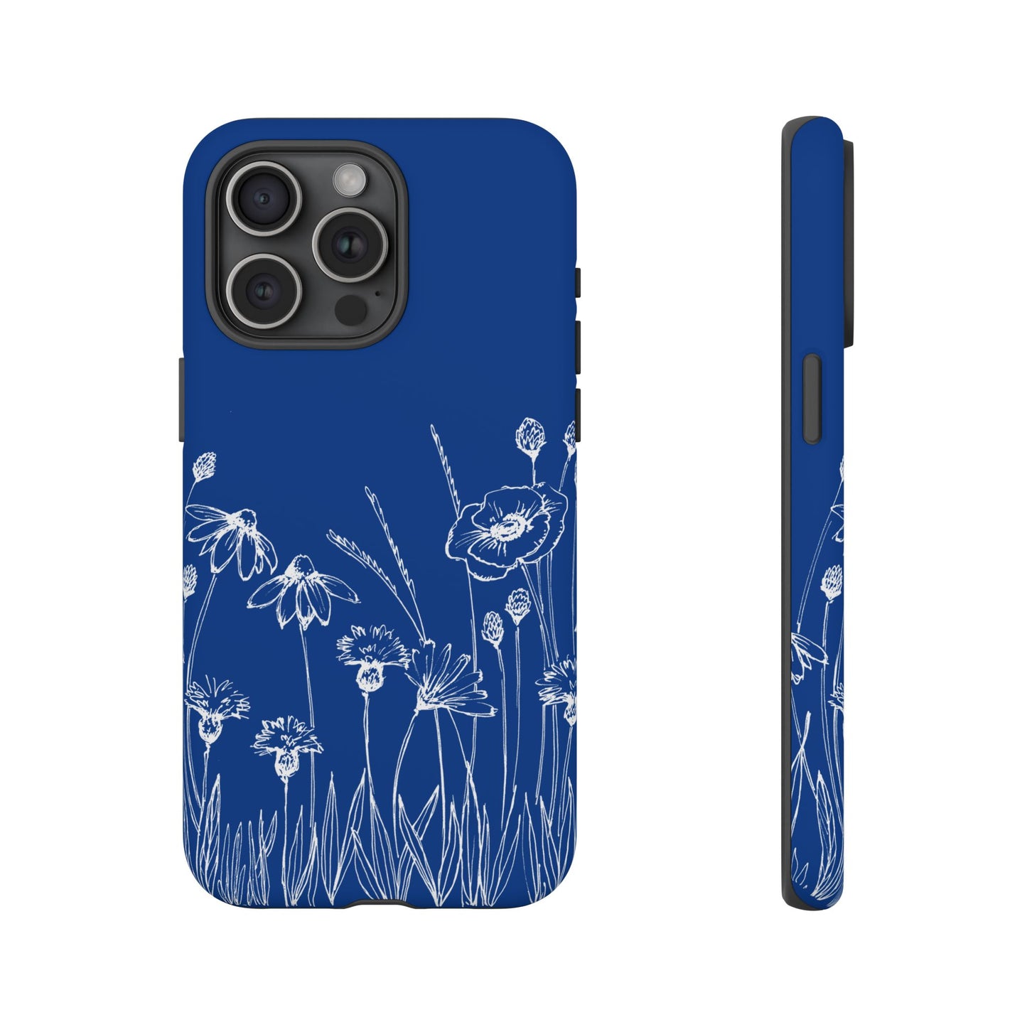 Doodle Flower Phone Case Blue