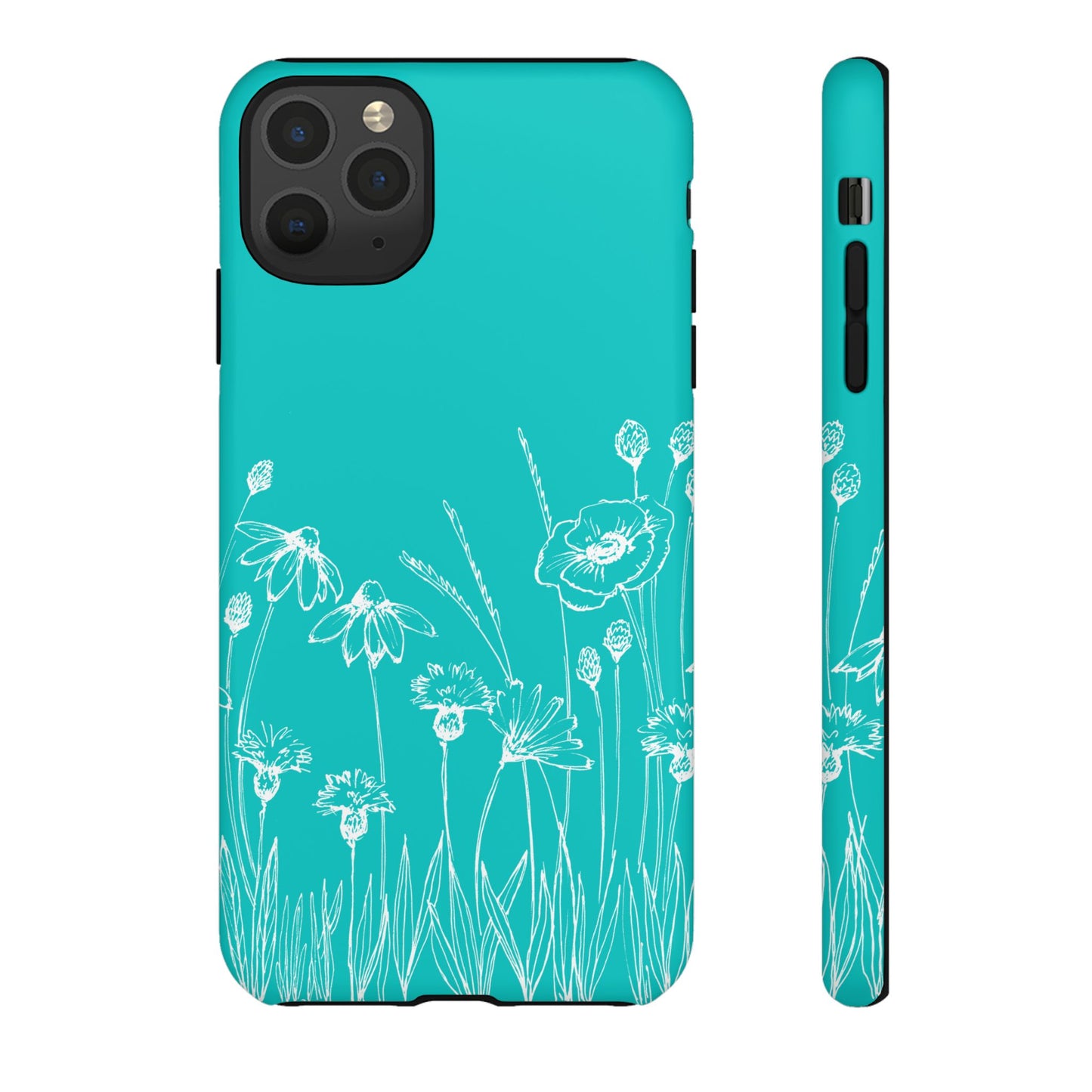 Doodle Flower Phone Case Aqua