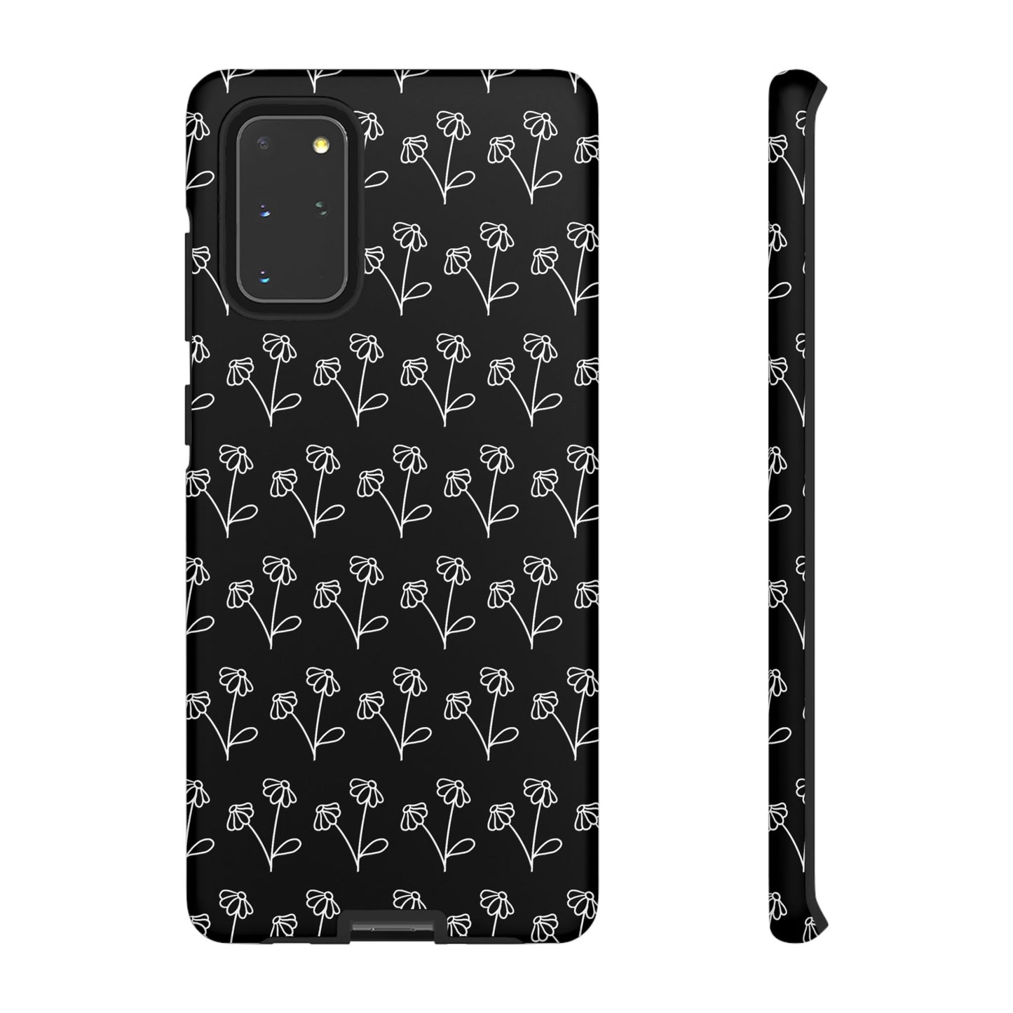 Doodle Flowers Phone Case Black