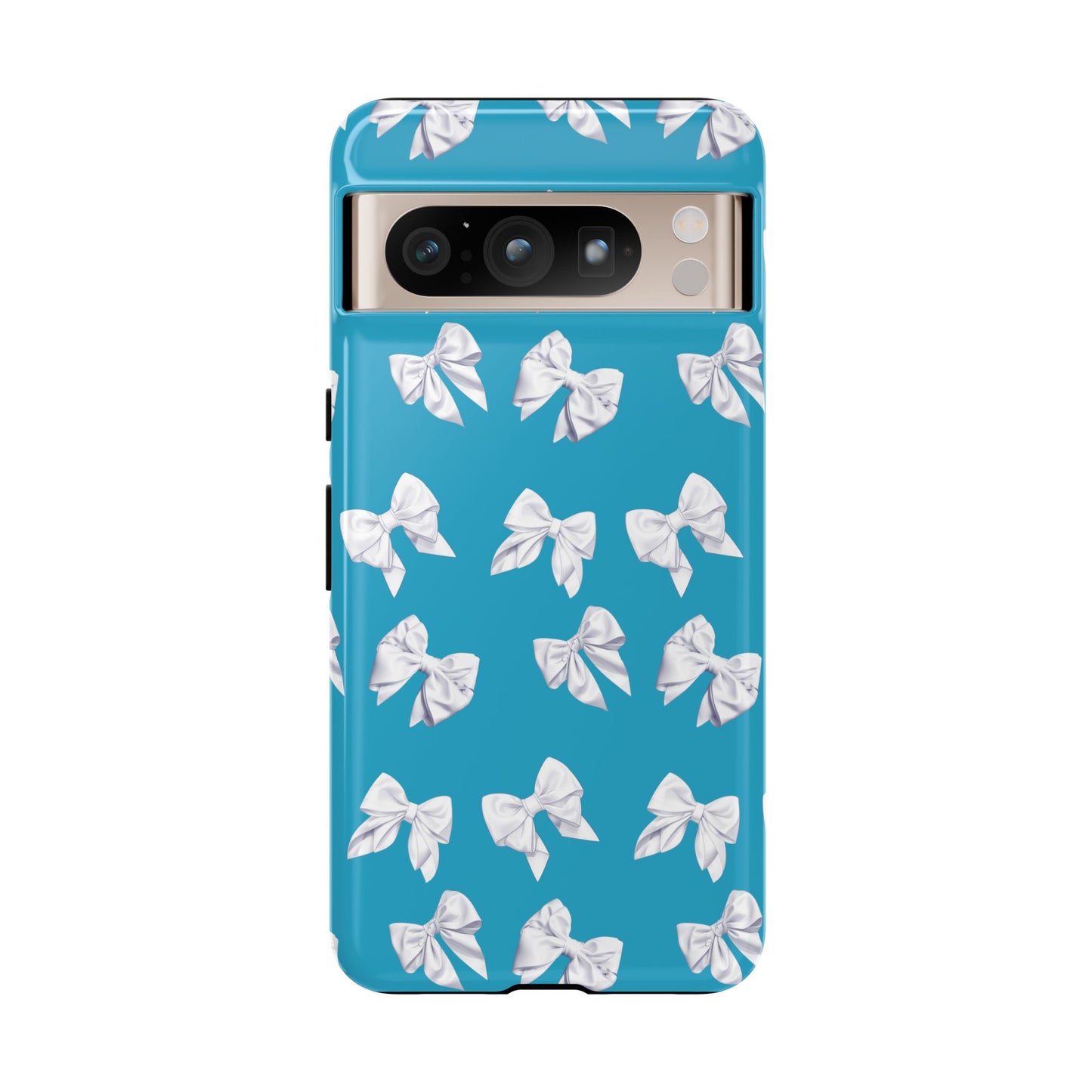 Bow Phone Case White on Turquoise