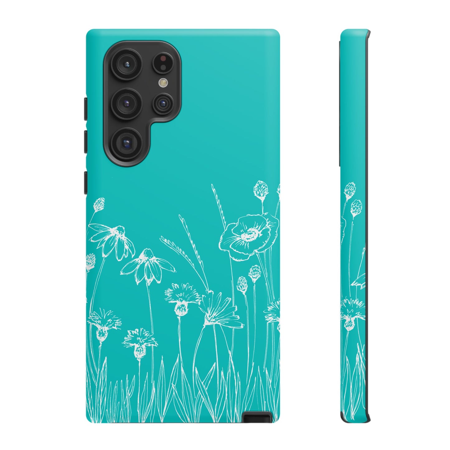 Doodle Flower Phone Case Aqua