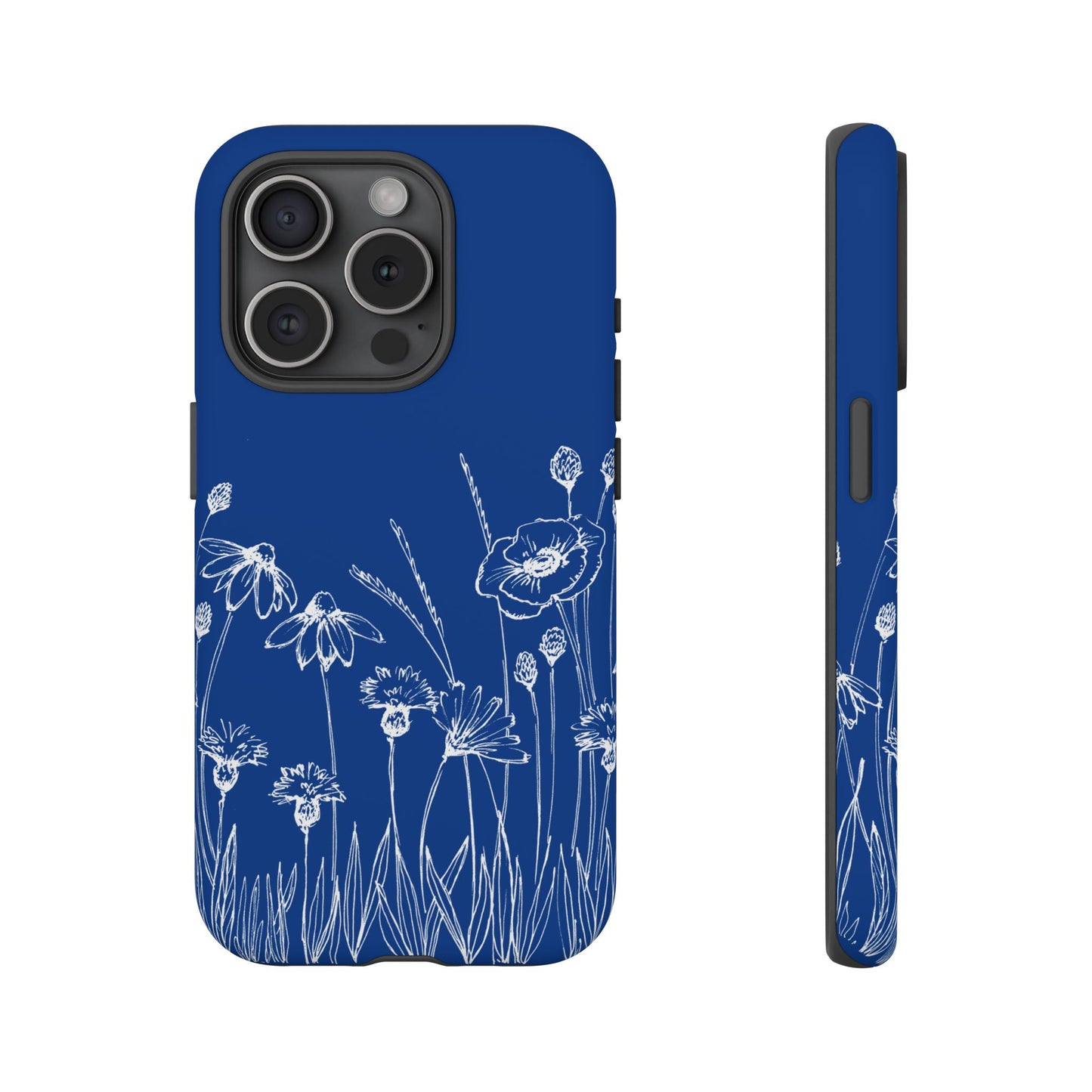 Doodle Flower Phone Case Blue