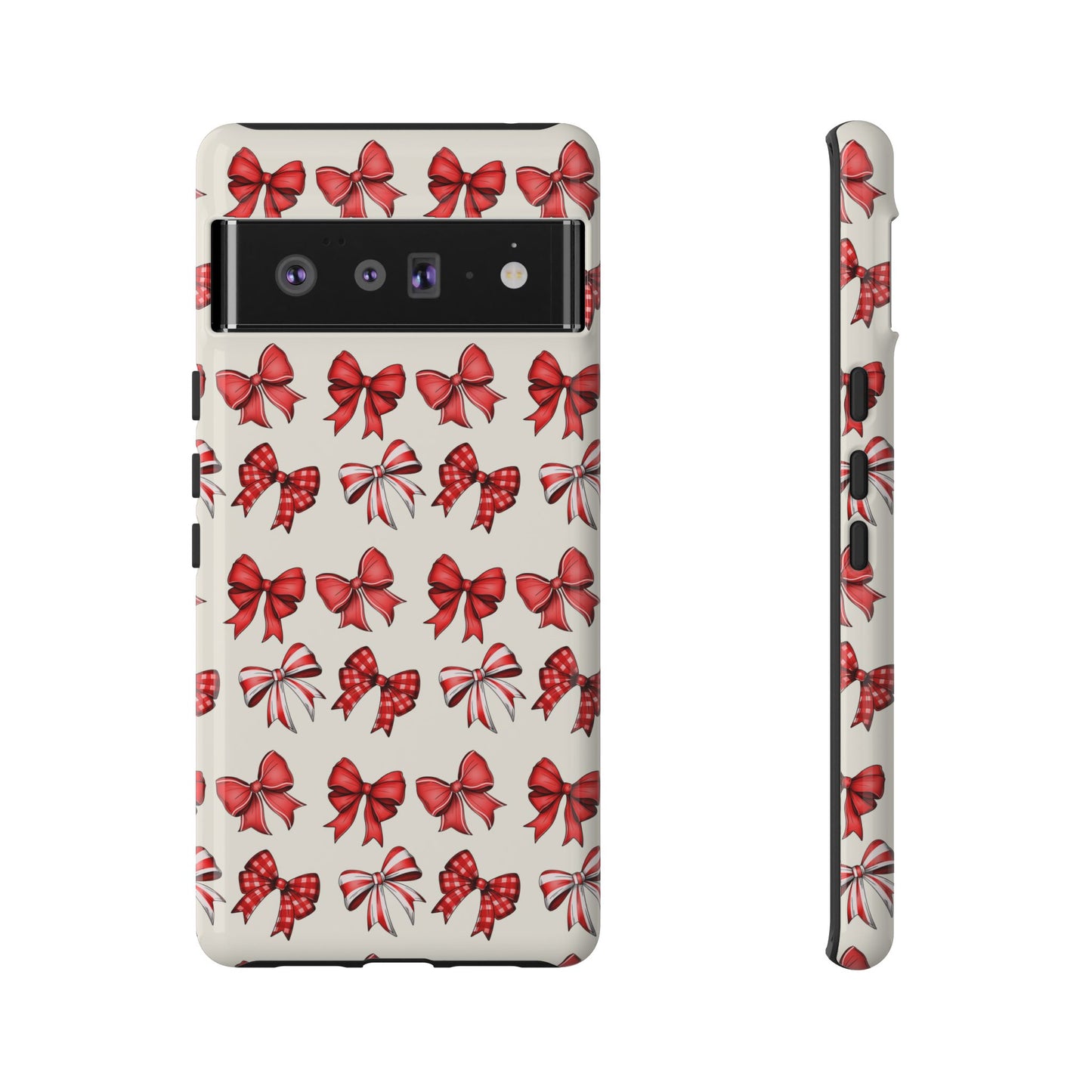 Christmas Bow Phone Case Cream