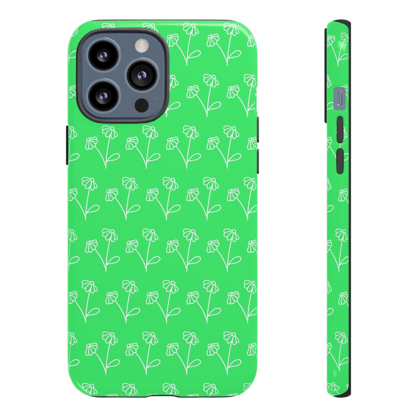 Doodle Flowers Phone Case Bright Green