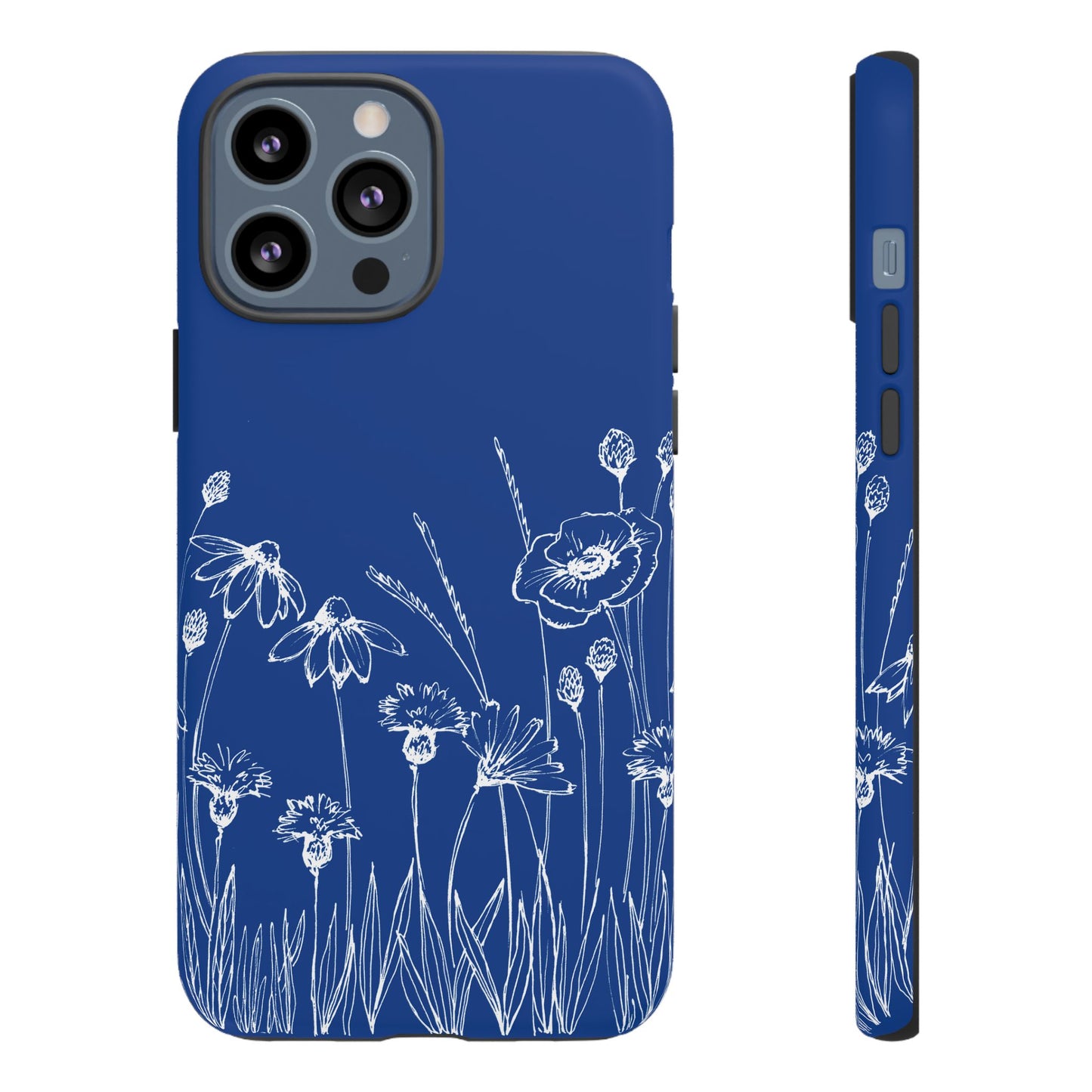 Doodle Flower Phone Case Blue