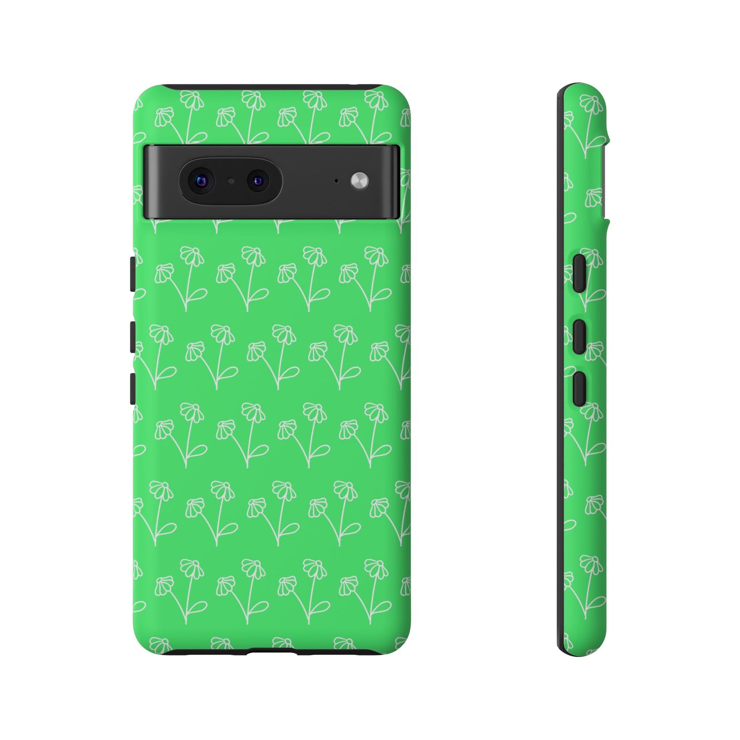 Doodle Flowers Phone Case Bright Green